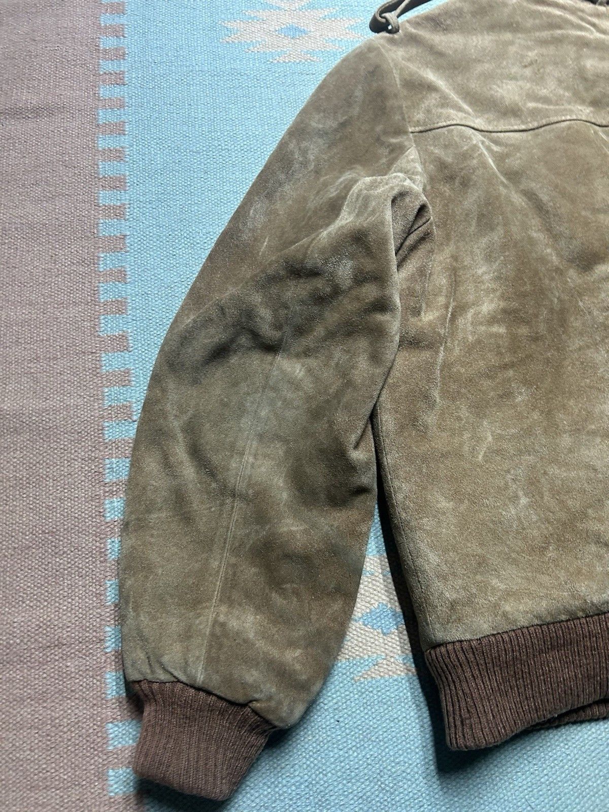 Vintage 80s suede leather bomber jacket Sherpa lined Oui large 44 Size US L / EU 52-54 / 3 - 11 Thumbnail