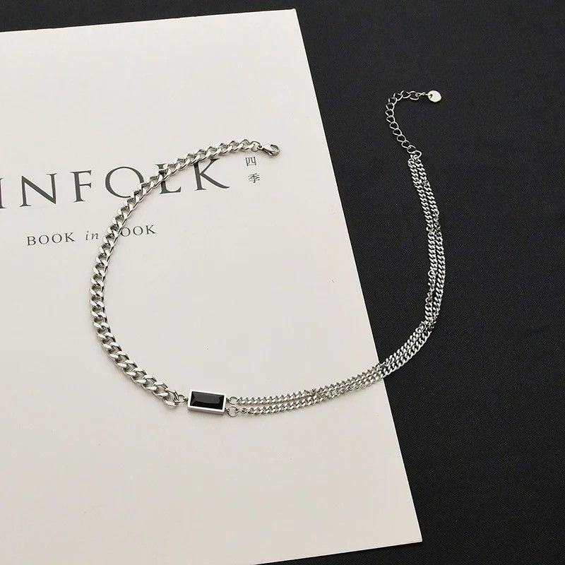 Jewelry Shine Silver Chain Goth God Pendant Necklace Stone Rave Size ONE SIZE - 3 Thumbnail