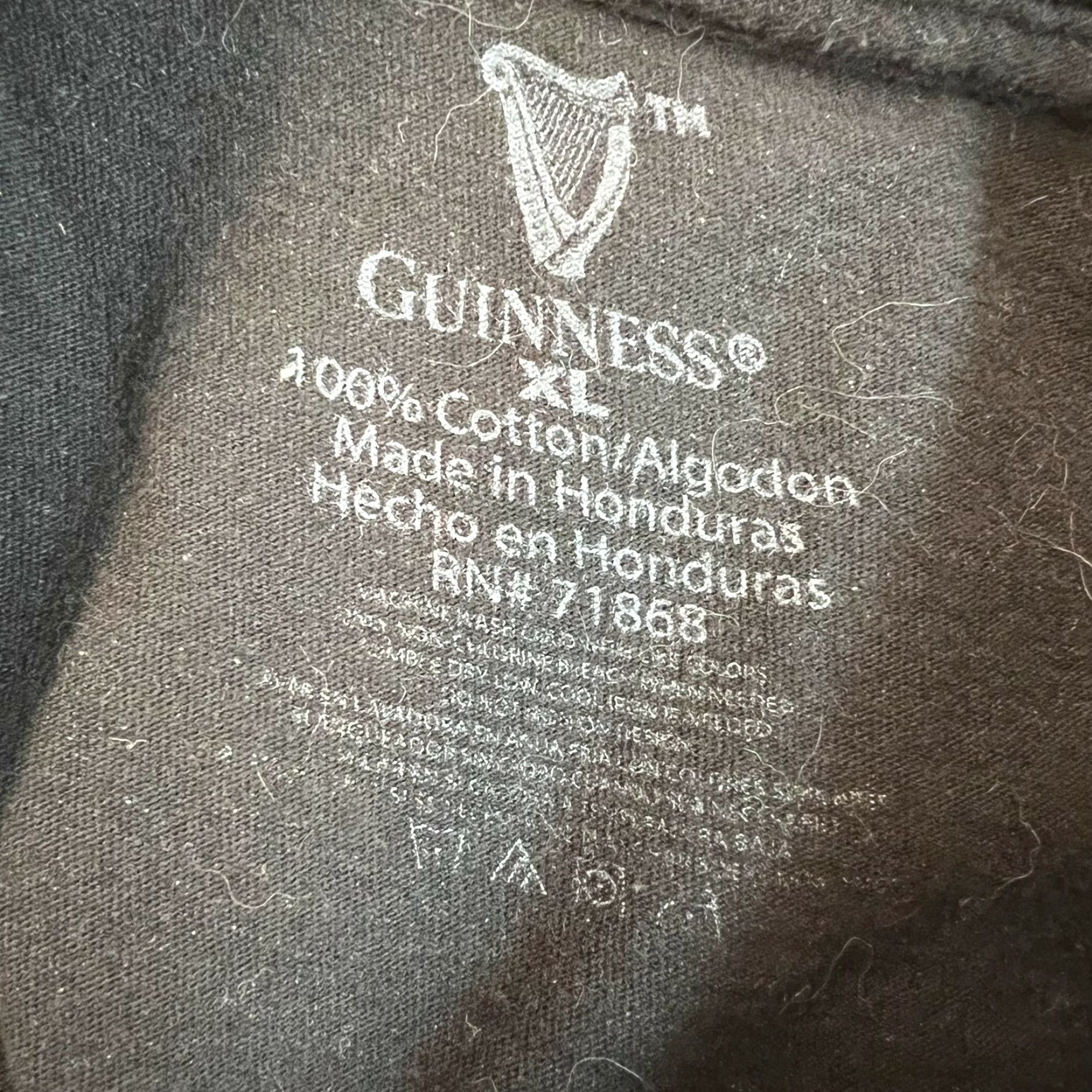 Vintage Guinness T-Shirt Adult XL Black 100% Cotton Graphic Crew Neck Short Sleeve Mens Size US XL / EU 56 / 4 - 4 Thumbnail