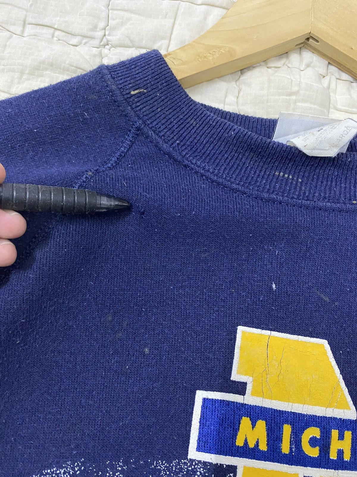 Vintage Vintage 90s Michigan Wolverines Big Logo Sweatshirt Mr. Lee Size US L / EU 52-54 / 3 - 5 Thumbnail