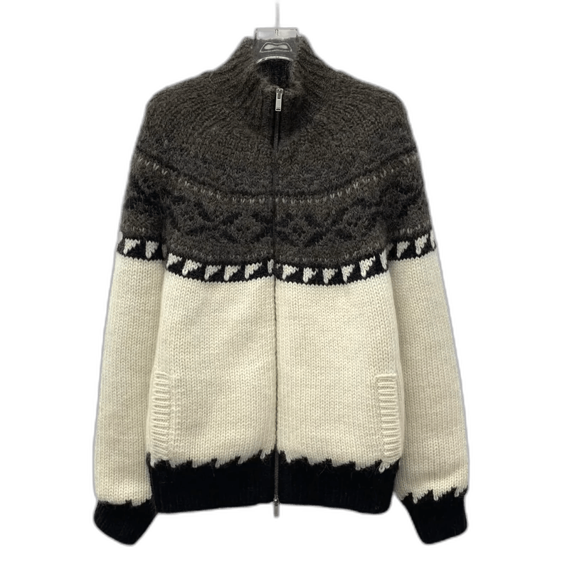 Saint Laurent Wool Blend Zip Knit Jacket