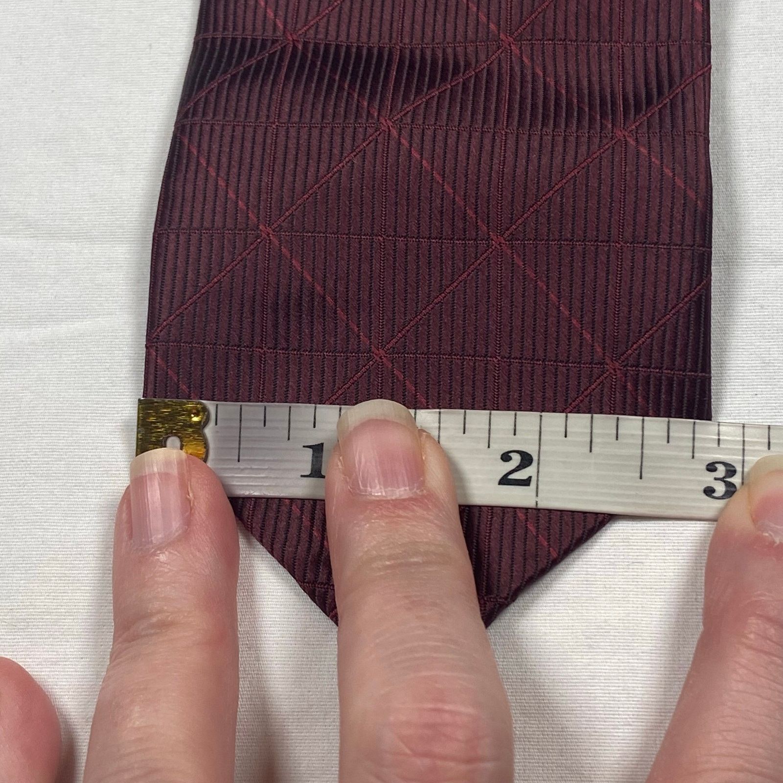 Van Heusen Van Heusen Men's Tie Traveler Slim Maroon Geometric Size ONE SIZE - 2 Thumbnail