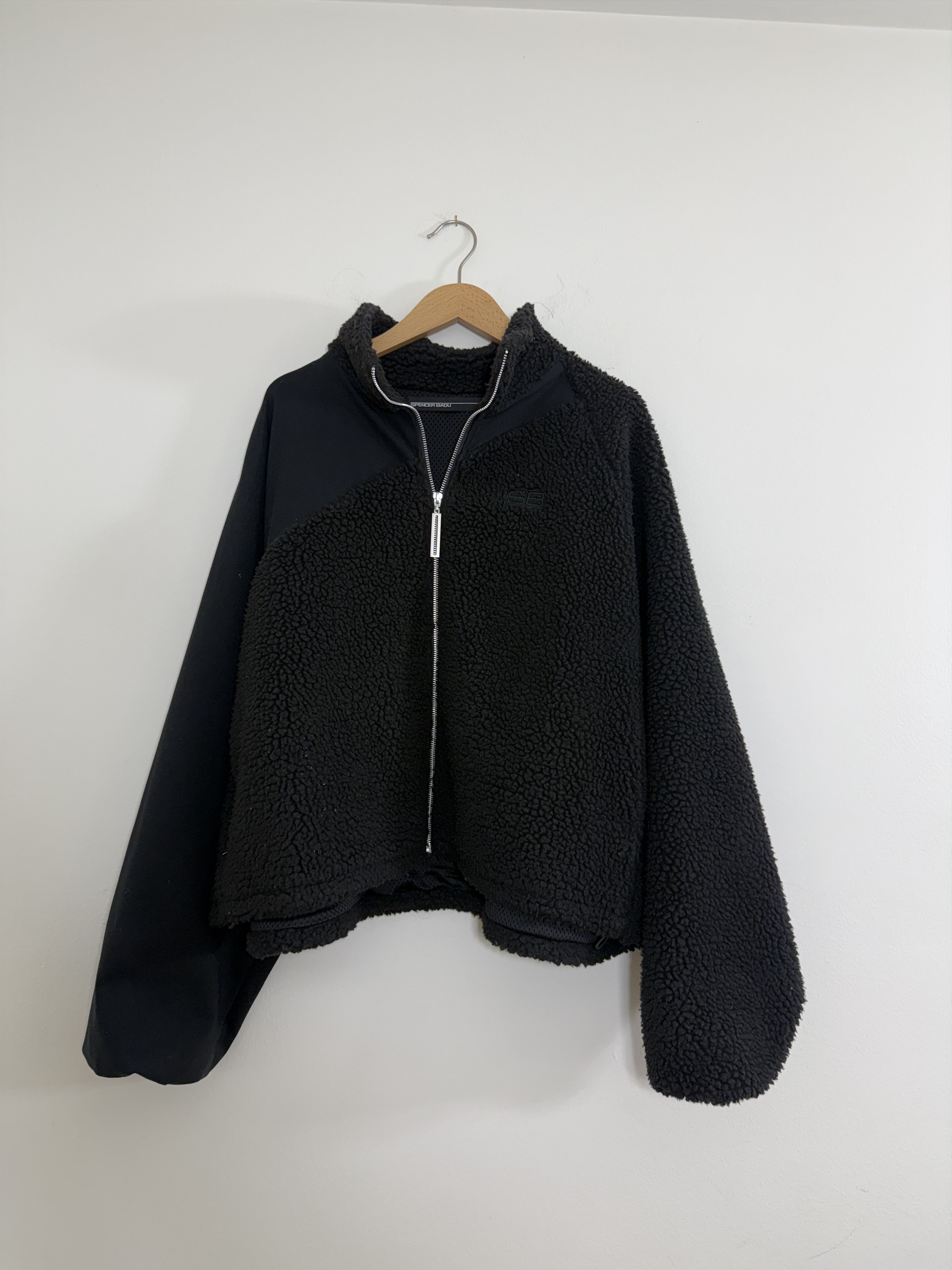 SPENCER BADU Black Asymmetrical Fleece Boxy/Cropped Jacket Size US L / EU 52-54 / 3 - 1 Thumbnail