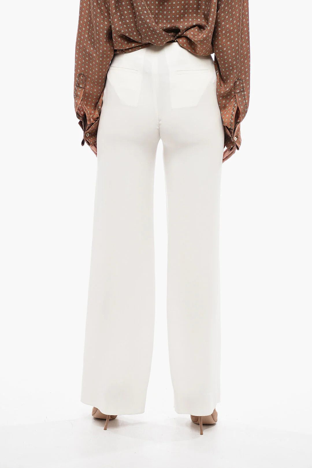 Valentino og1mm0426 Silk Palazzo Pant in White Size 27" / US 4 / IT 40 - 2 Thumbnail