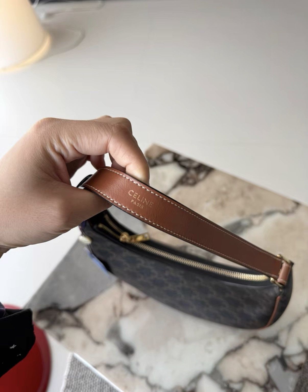 Celine Celine Ava Pea Underarm Bag, Medium Size Tan Monogram J36 Size ONE SIZE - 7 Thumbnail