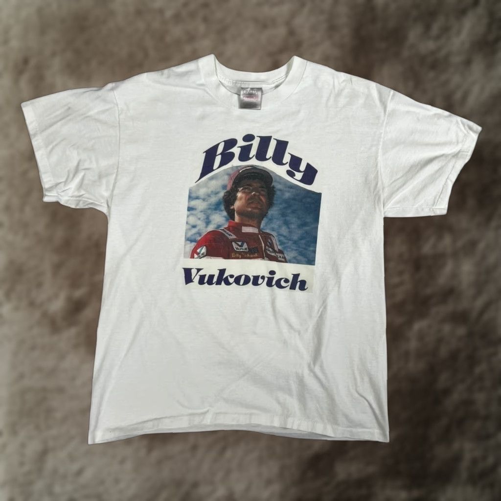 Vintage VINTAGE Billy Vukovich T-Shirt L White Cotton Crew Neck Short Sleeve USA Motors 90s Cars Sports Men" Size US L / EU 52-54 / 3 - 1 Thumbnail