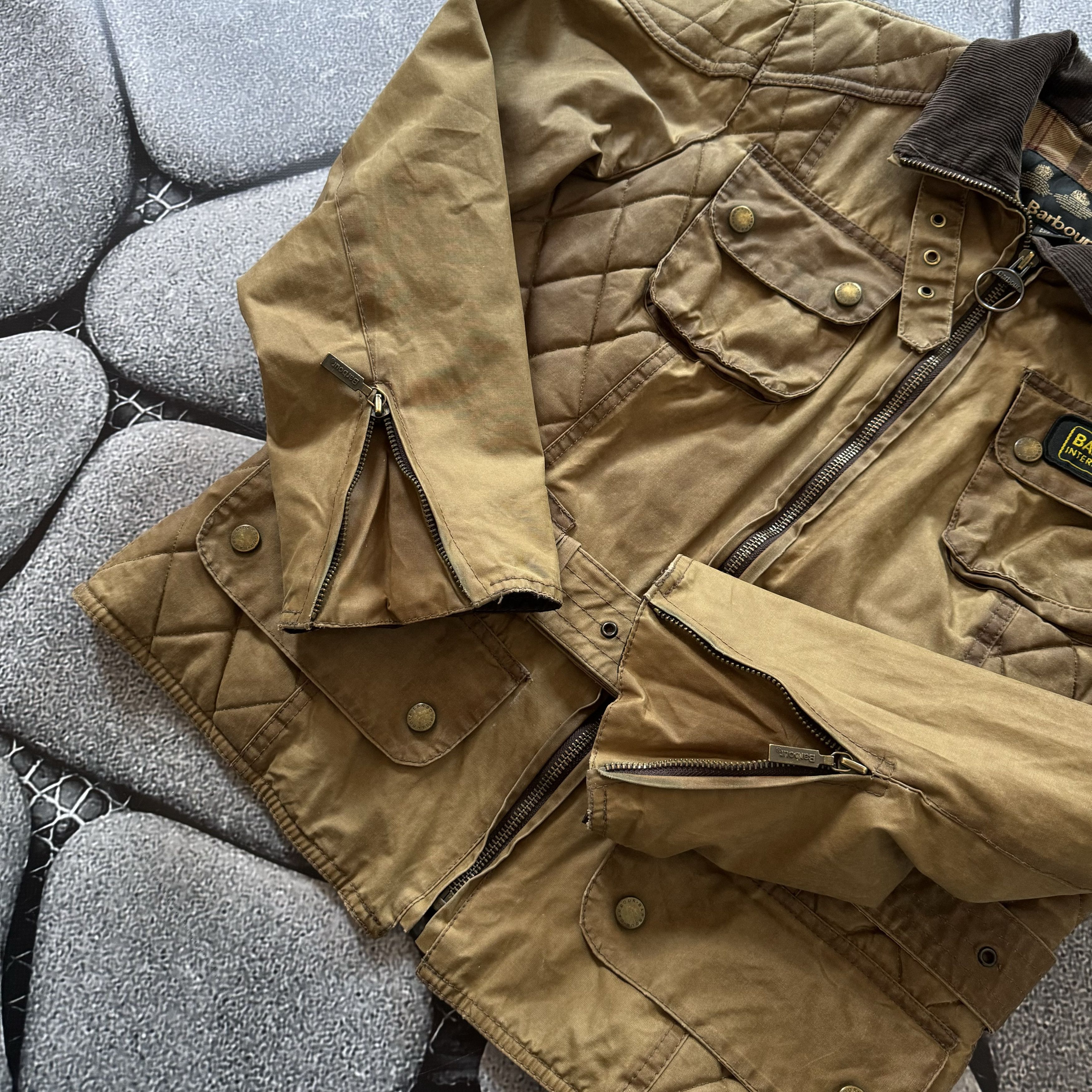 Barbour × Vintage BARBOUR INTERNATIONAL BIKER WAXED WMN JACKET SAND CASUAL Size M / US 6-8 / IT 42-44 - 7 Thumbnail