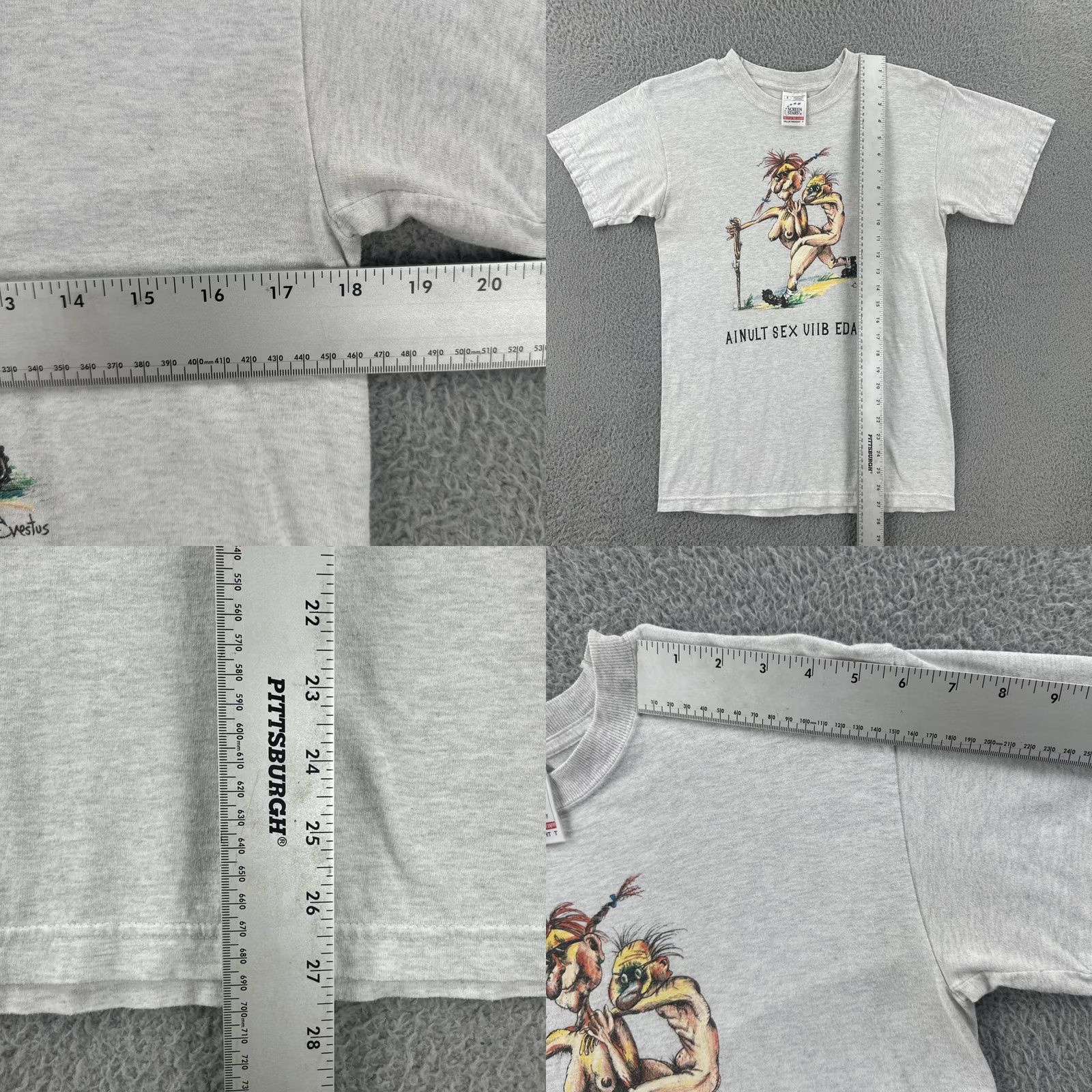 Fruit Of The Loom VINTAGE Screen Stars By Fruit Of The Loom S Gray Shirt 90s Estonian Funny Sex Tee Size US S / EU 44-46 / 1 - 9 Thumbnail