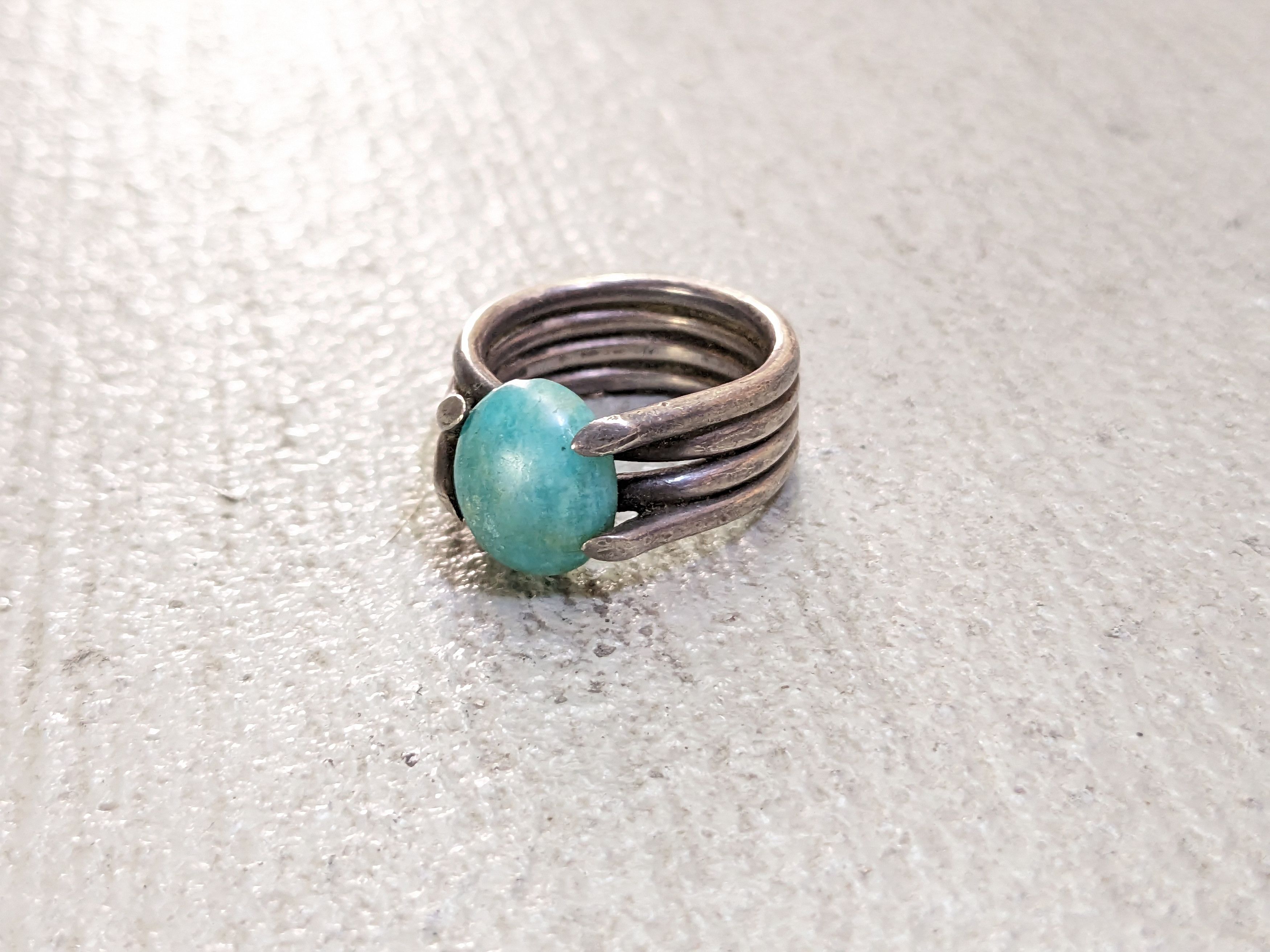 Jewelry Vintage Sterling Silver Ring 6.75 Amazonite Oval Modern Size ONE SIZE - 1 Thumbnail