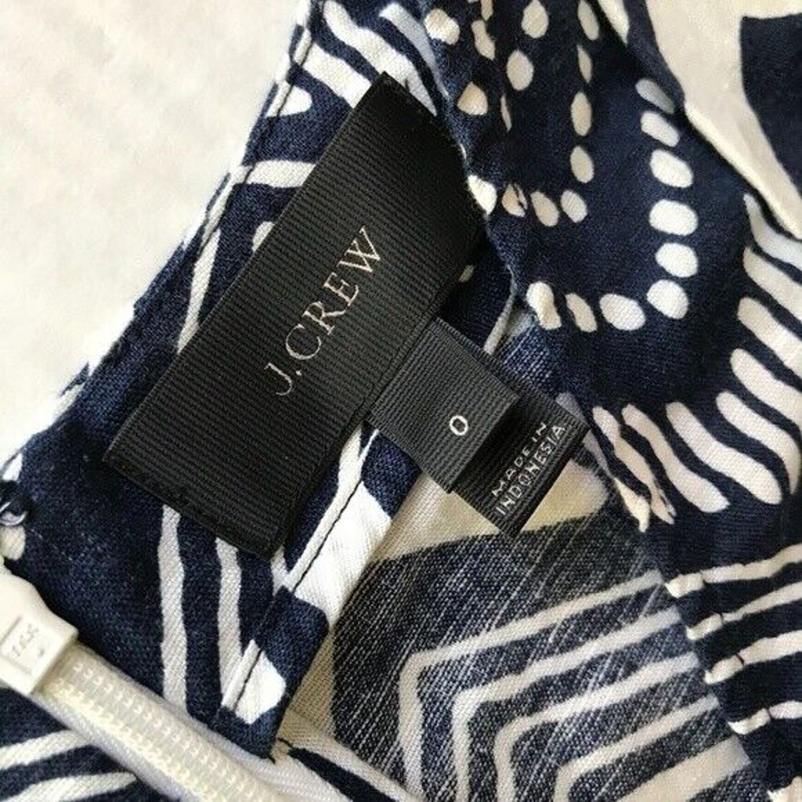 J.Crew J Crew Linen Zig-Zag Navy White Sleeveless Jumpsuit Size 0 Size 26" / US 2 / IT 38 - 5 Thumbnail