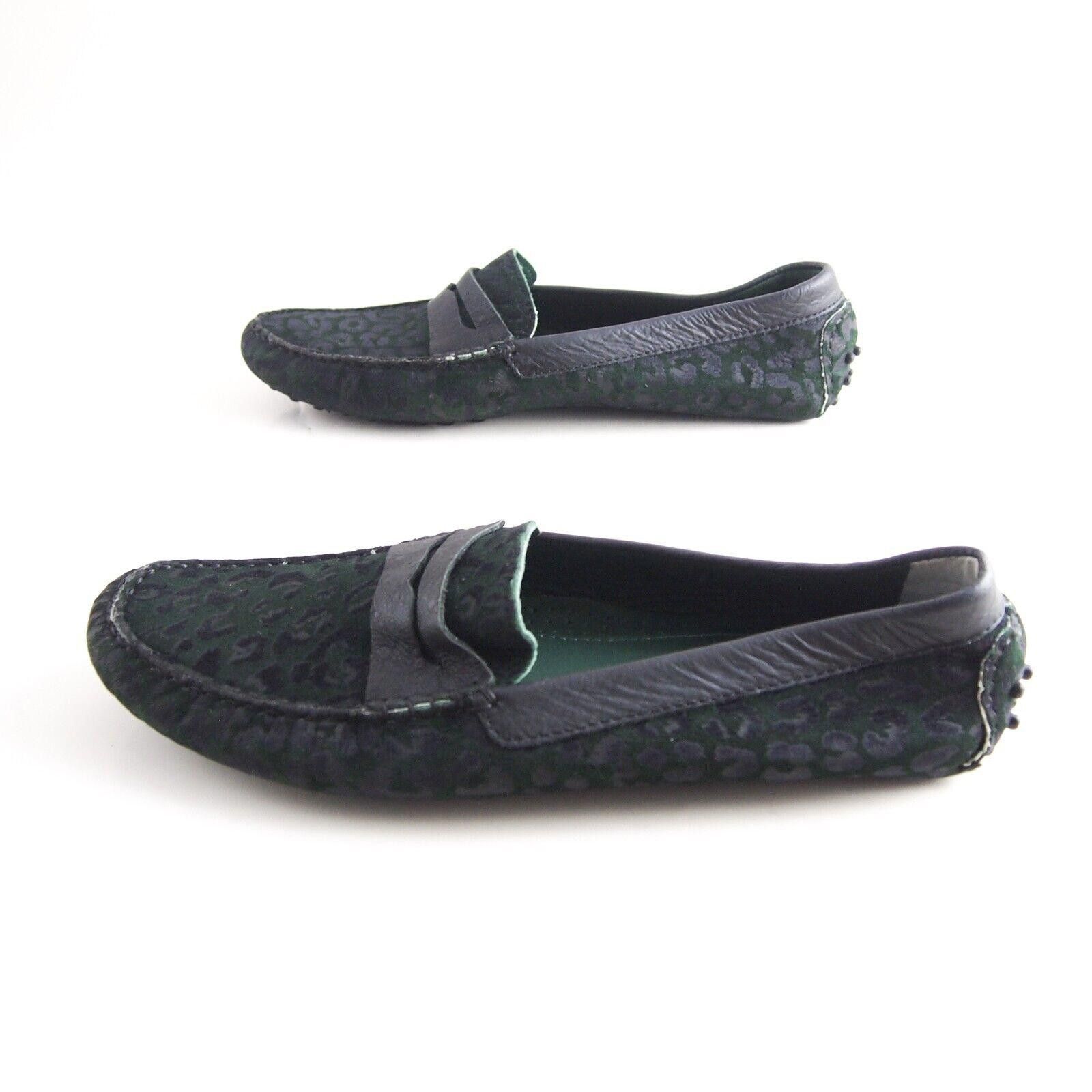 Repetto Penny Loafers Green Suede Black Leather FR 39 US 8