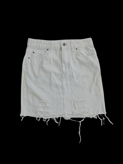 Bershka BERSHKA Distressed Style Mini Skirt White Colour Size 28" / US 6 / IT 42 - 1 Thumbnail