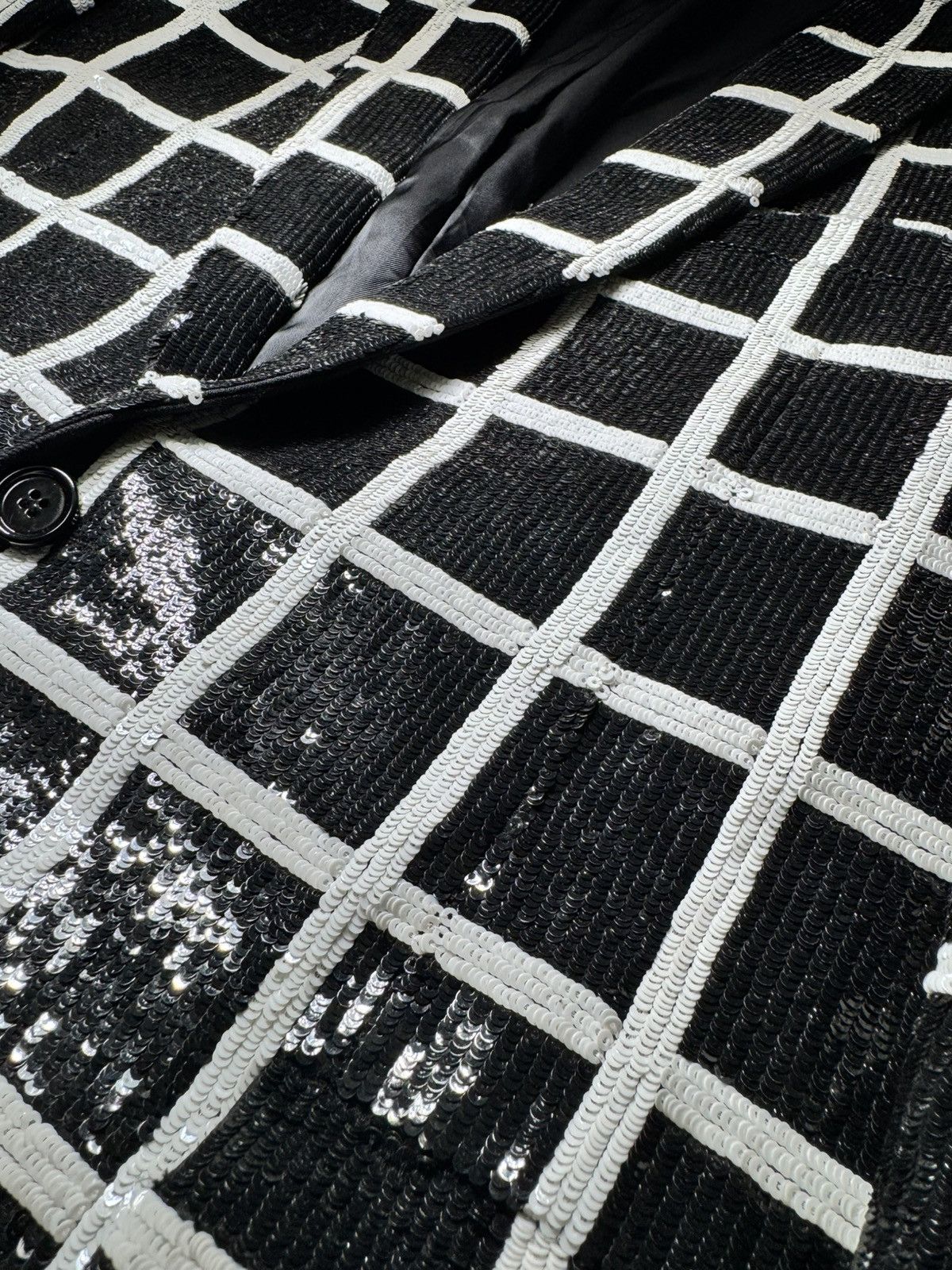 Celine × Hedi Slimane CELINE BY HEDI SLIMANE “FW19 ALLOVER BRODEE CARREAUX JACKET” Size 46R - 3 Thumbnail