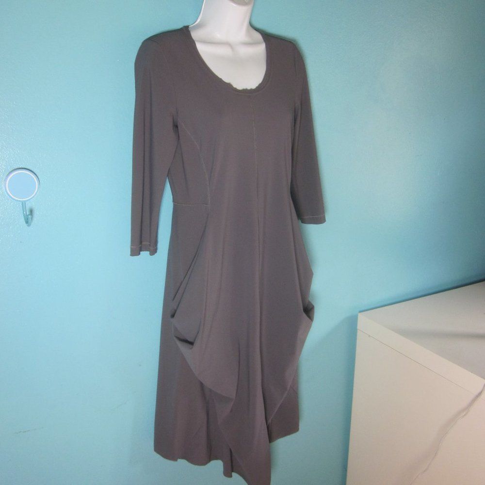 Ports 1961 Porto 0 (US Size S 2 / 4) Gray Stretch 3/4 Sleeve Knee Lengt Size S / US 4 / IT 40 - 7 Thumbnail