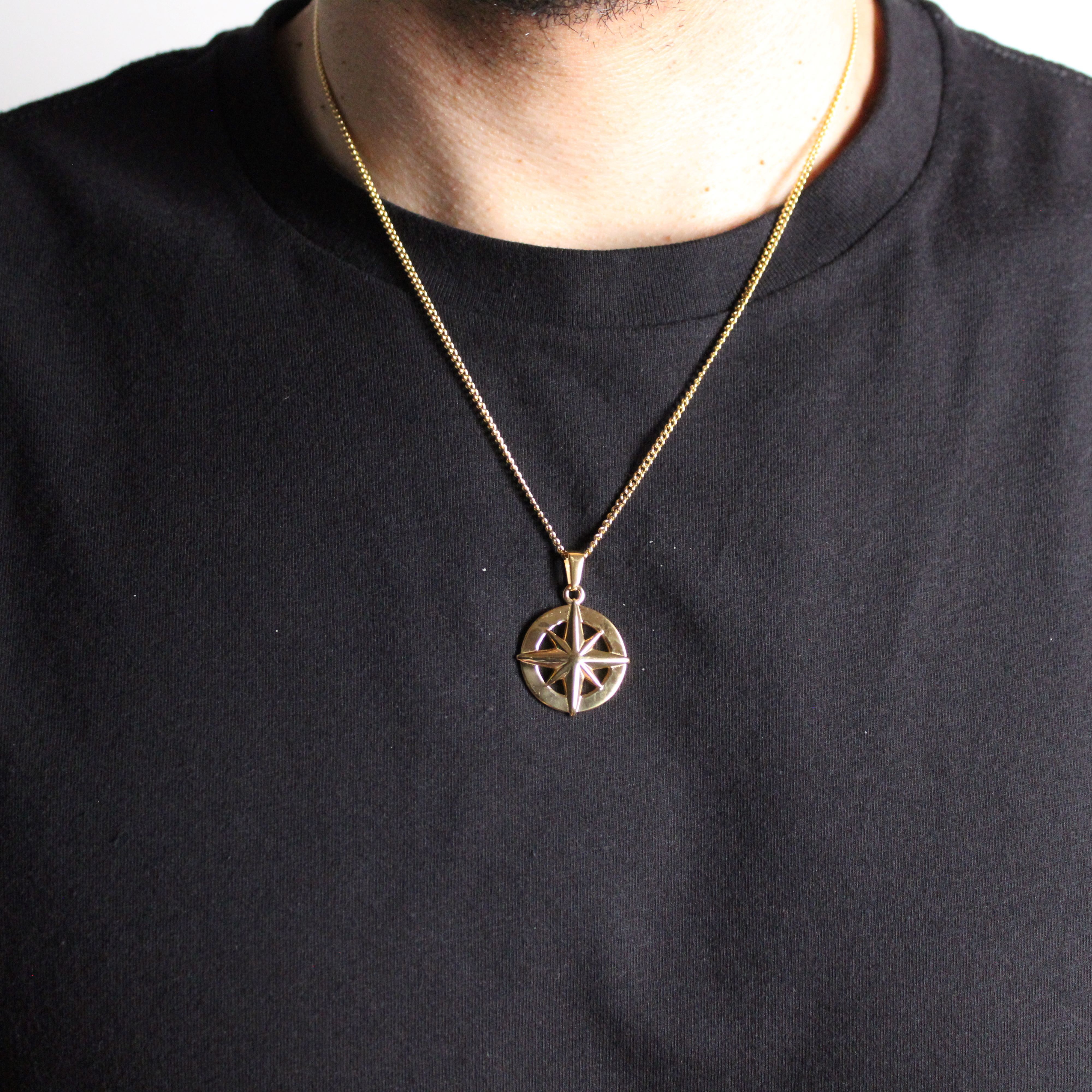 Jewelry Gold Compass Pendant Chain Necklace Size ONE SIZE - 4 Thumbnail