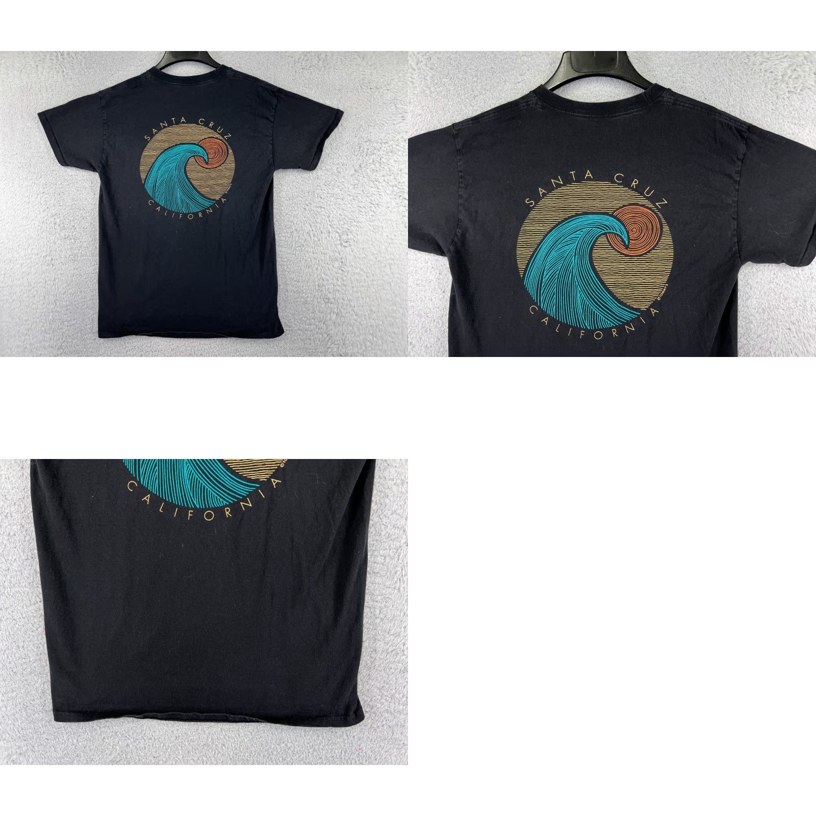 Vintage Santa Cruz Shirt Men Adult Medium Black Logo Wave Short Sleeve Crew Neck T-Shirt Size US M / EU 48-50 / 2 - 9 Thumbnail