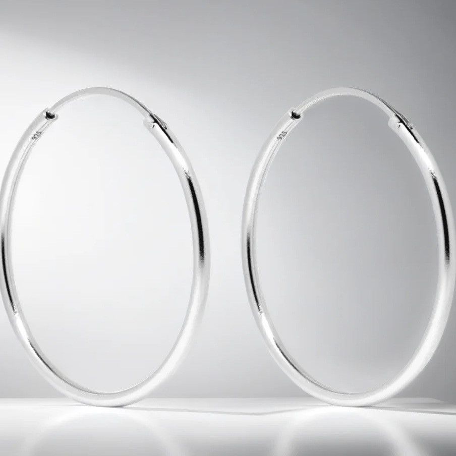 Japanese Brand × Vintage Just a simple 925 plated hoop earrings. Size ONE SIZE - 1 Thumbnail