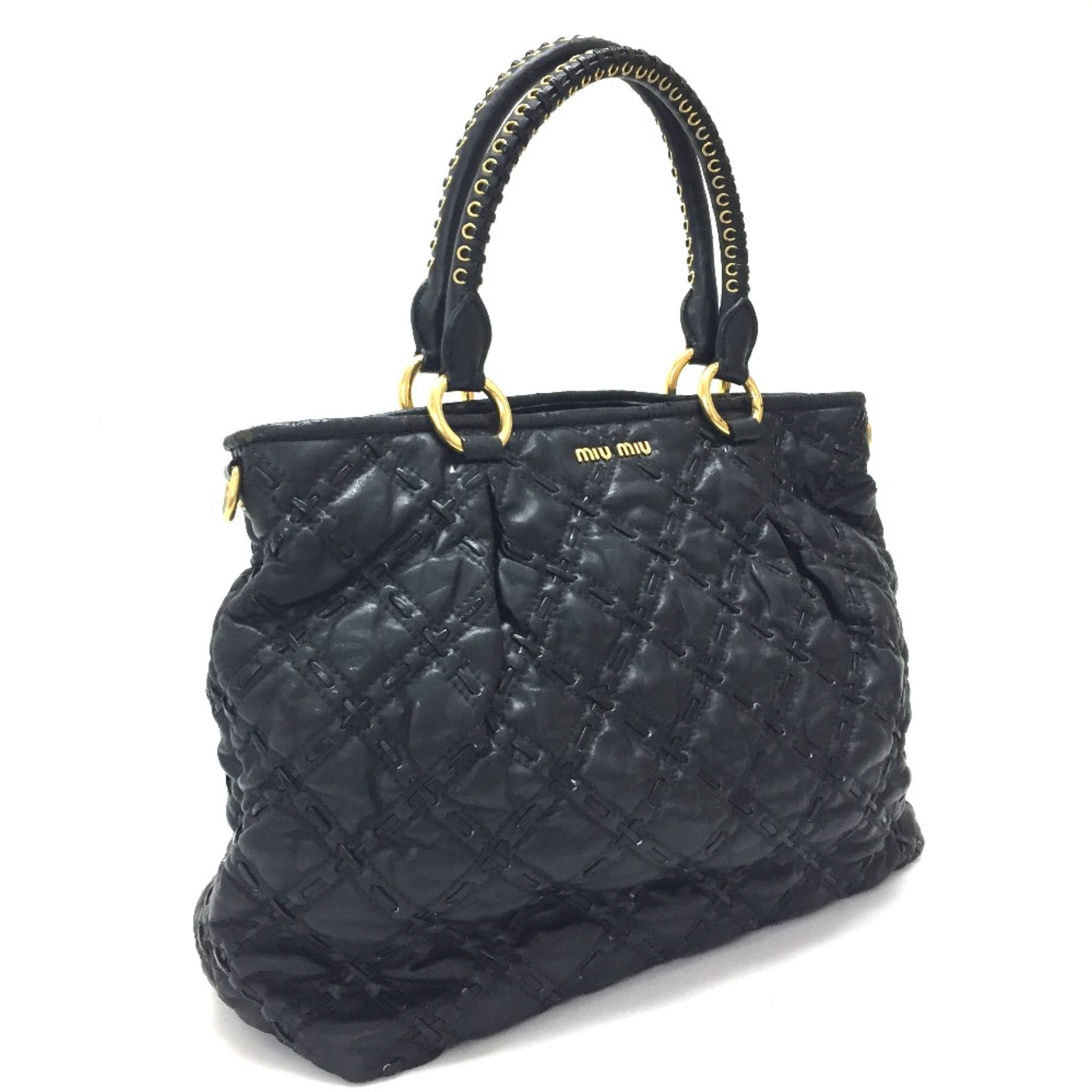 Miu Miu Miu Miu 2WAY Shoulder Bag Hand Bag Black GoldHardware Size ONE SIZE - 1 Thumbnail