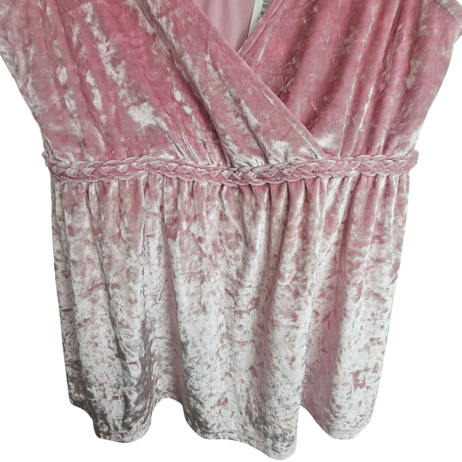 Torrid Torrid Womens Pink Velvet Surplice Babydoll Tank Top Plus 0X Size L / US 10 / IT 46 - 3 Thumbnail