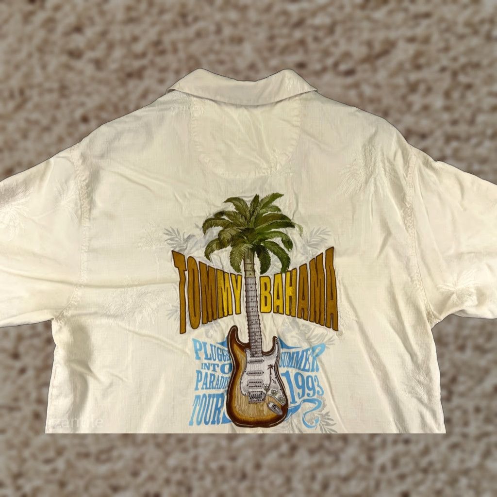 Tommy Bahama VINTAGE Tommy Bahama Shirt Men Small Beige 100% Silk Plugged Into Paradise Tour 1993 Size US S / EU 44-46 / 1 - 1 Thumbnail