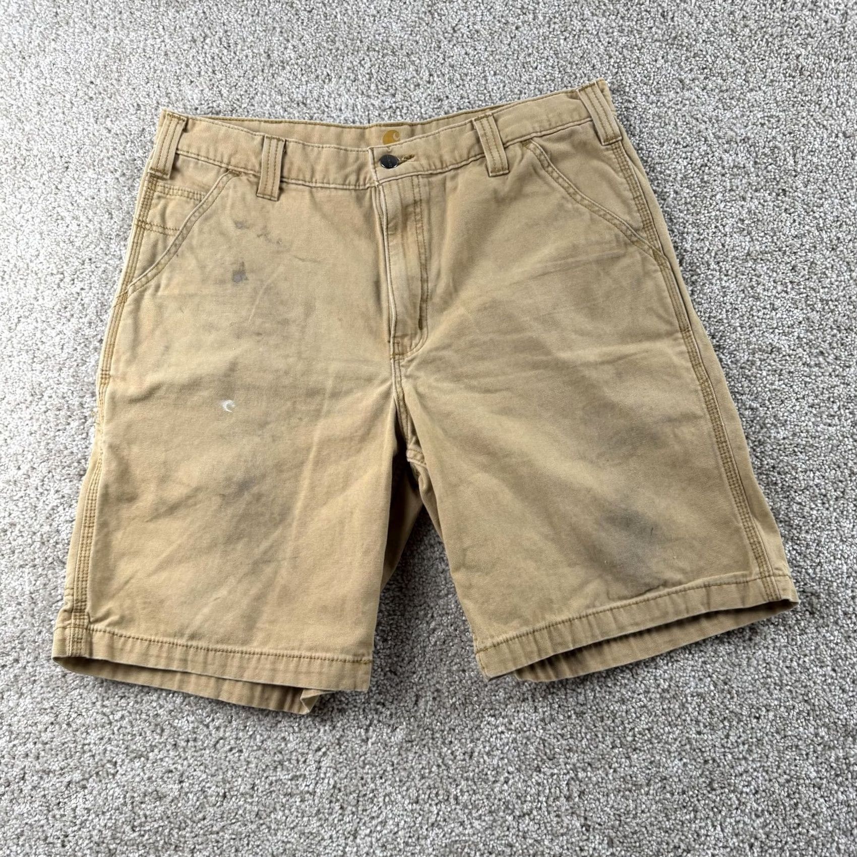 Carhartt Carhartt Cargo Shorts Mens 36 Beige Relaxed Fit Workwear Distressed Canvas Size US 36 / EU 52 - 2 Thumbnail