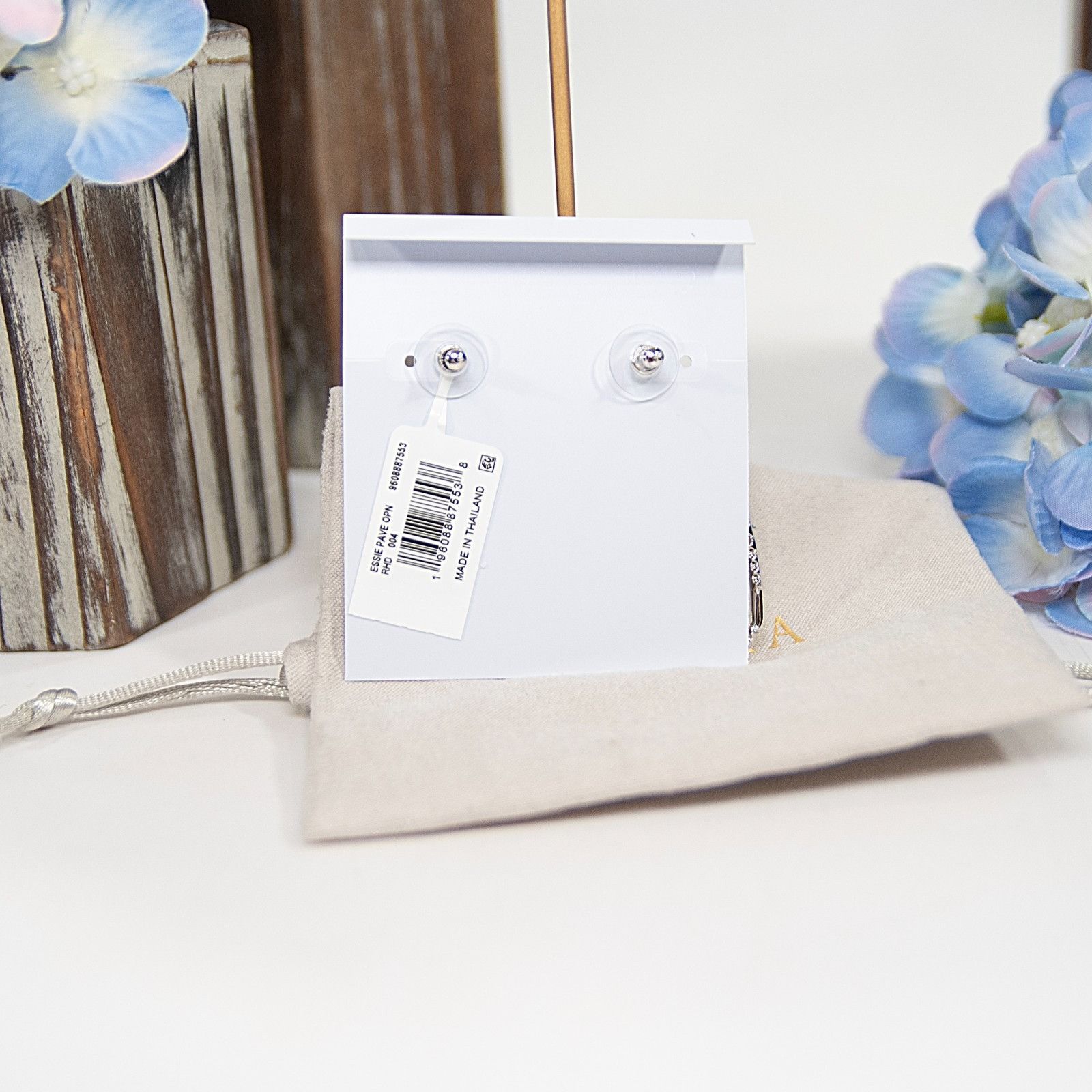 Kendra Scott Kendra Scott Essie Rhodium Silver Pave CZ Open Frame Earring Size ONE SIZE - 3 Thumbnail