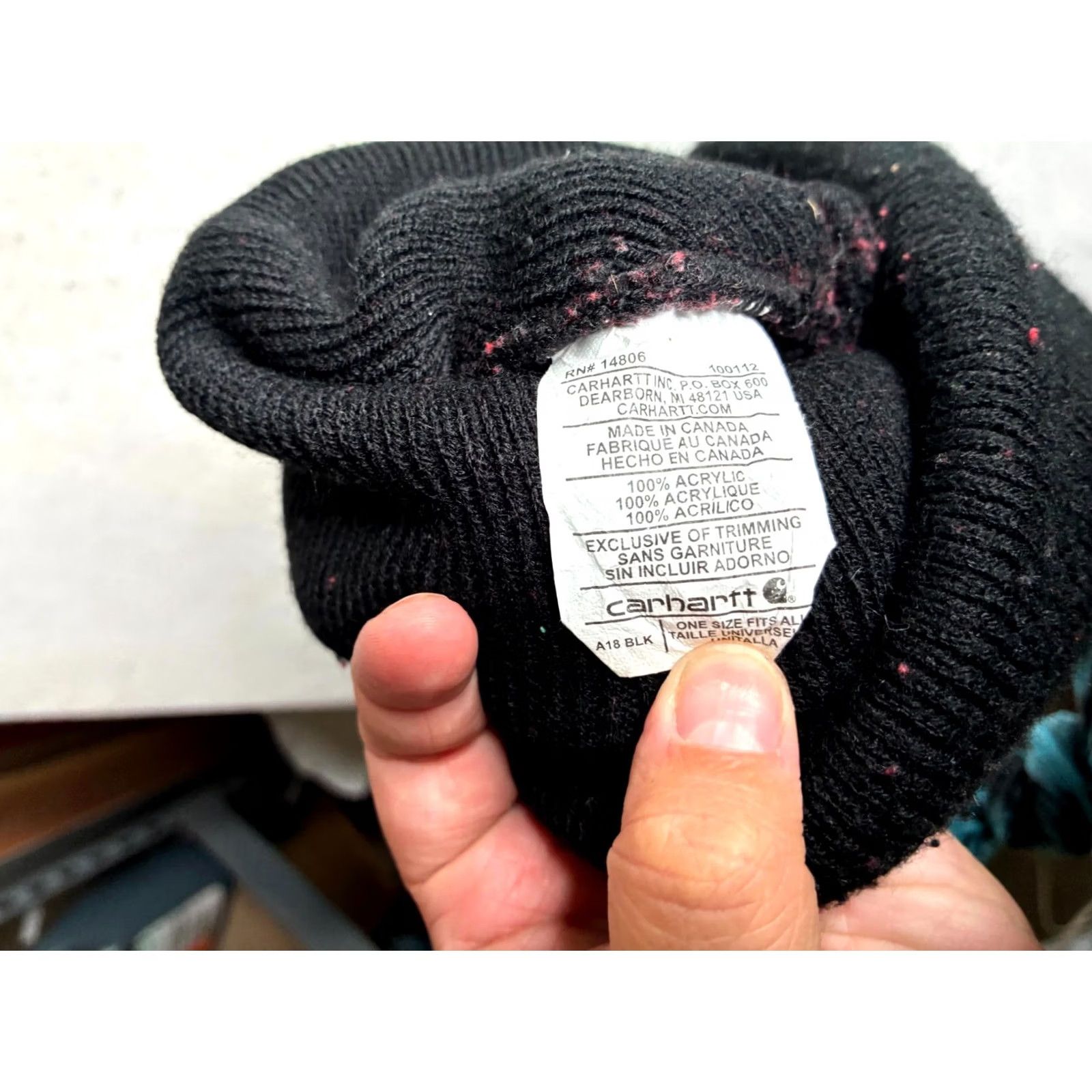 Carhartt Carhartt Beanie Hat Mens One Size Black Winter Knit Acrylic Size ONE SIZE - 4 Thumbnail