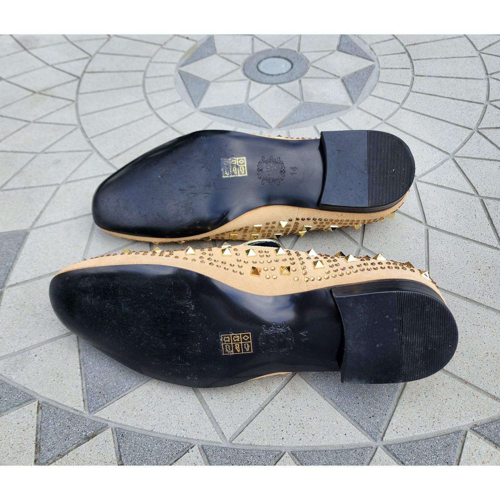 Designer Asher Green Tonal Crystal Studded Suede Smoking Loafer 14 Size US 14 / EU 47 - 8 Thumbnail