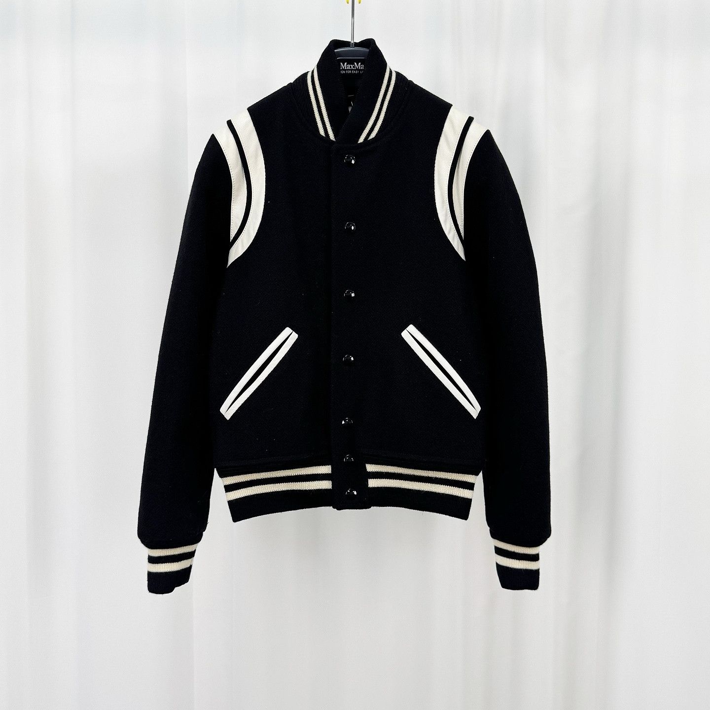 Saint Laurent Paris Saint Laurent Wool Leather Varsity Jacket Size 36 Size XS / US 0-2 / IT 36-38 - 1 Thumbnail