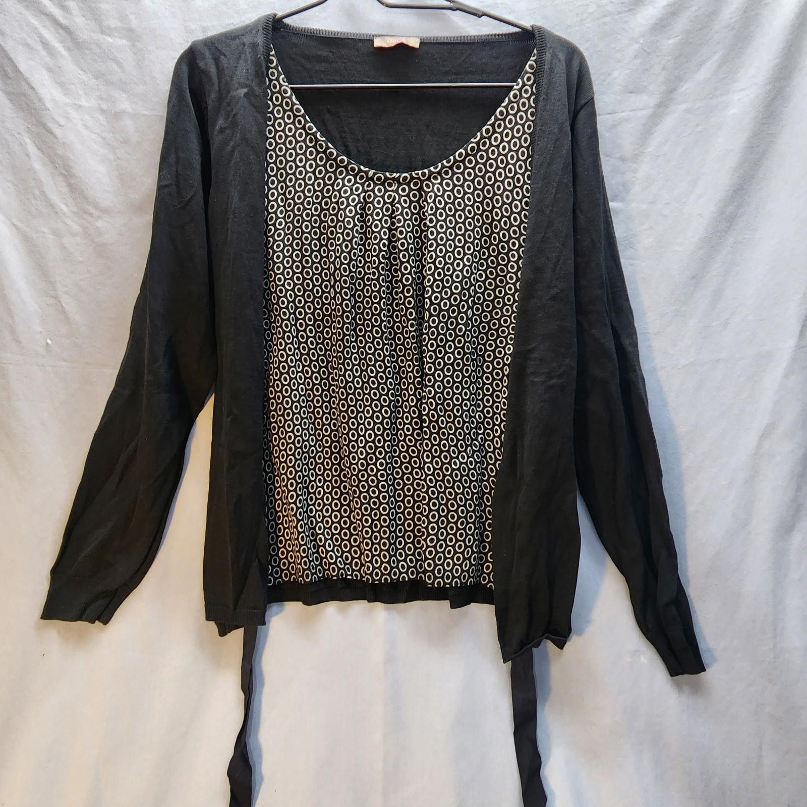 Designer Wrap London Silk Blend Long Sleeve Layered Top Size 12 Size XL / US 12-14 / IT 48-50 - 1 Thumbnail