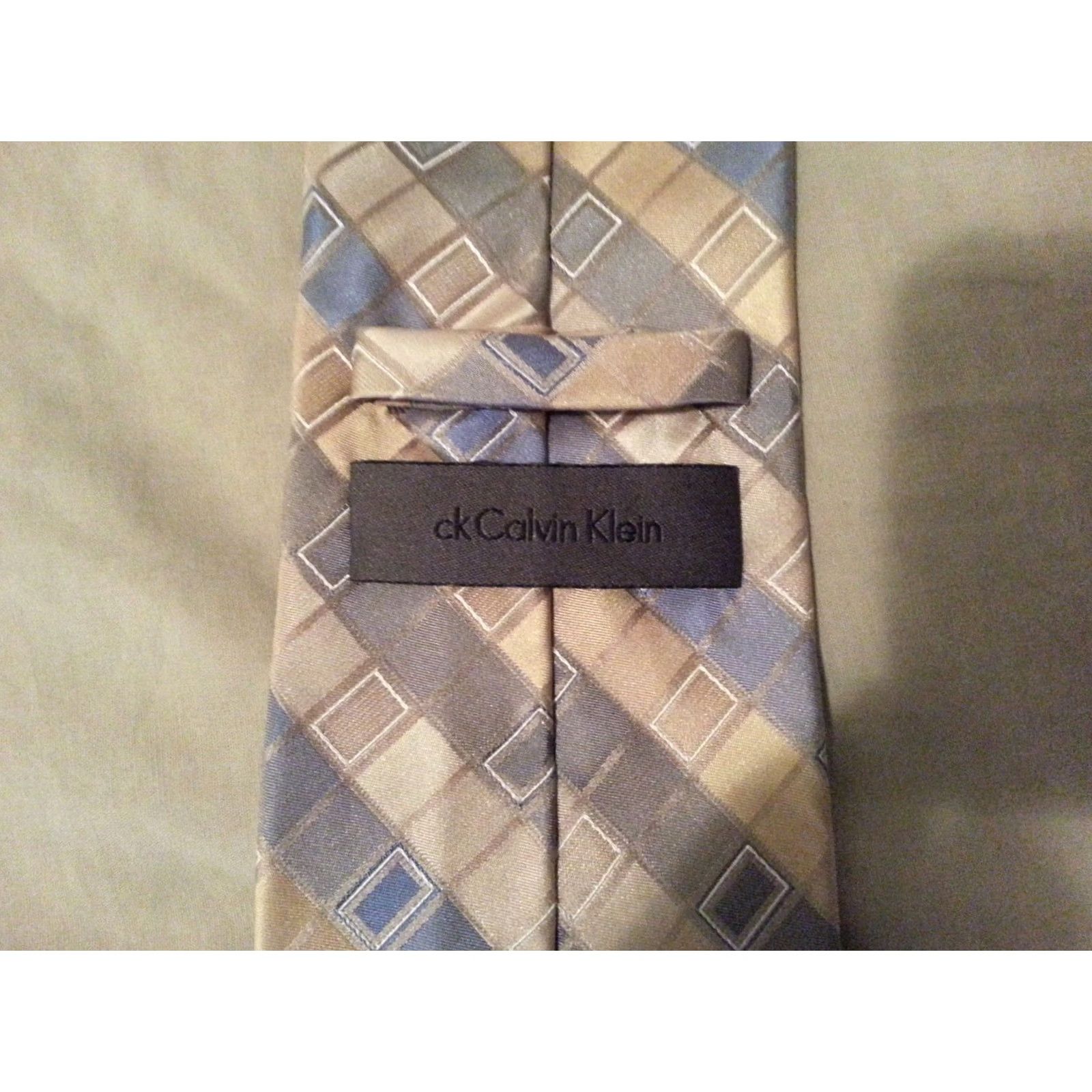 Calvin Klein Mens Calvin Klein Tie Silver Blue Size ONE SIZE - 2 Thumbnail