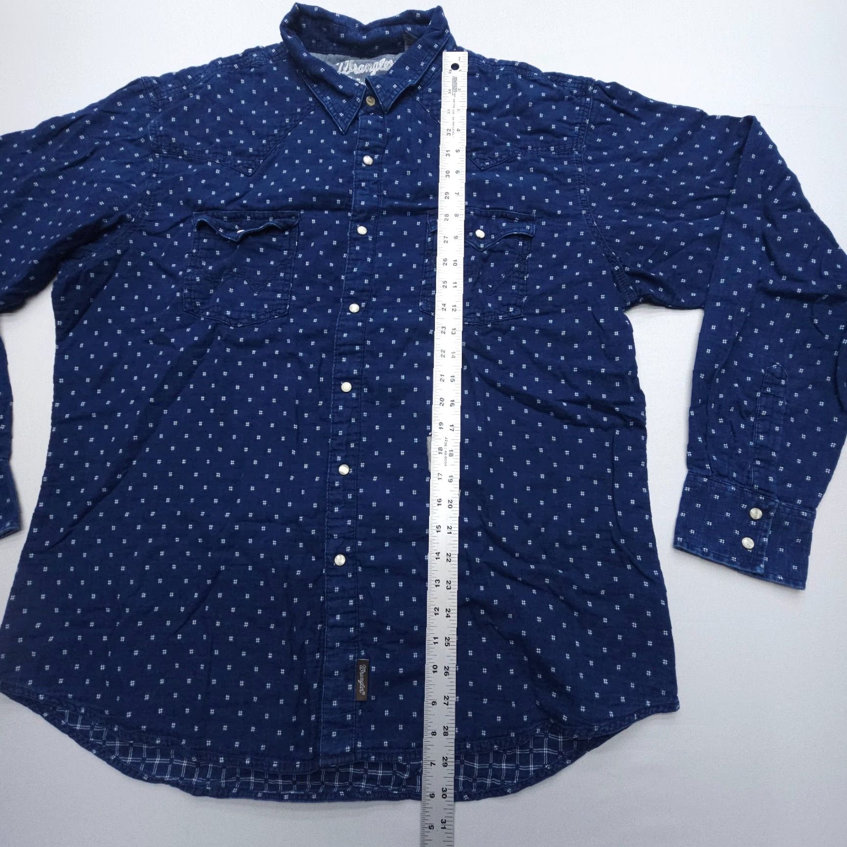 Wrangler VINTAGE Wrangler Retro Flannel Pearl Snap Shirt Mens 2XL Blue Western Print Rodeo Lined Size US XXL / EU 58 / 5 - 7 Thumbnail