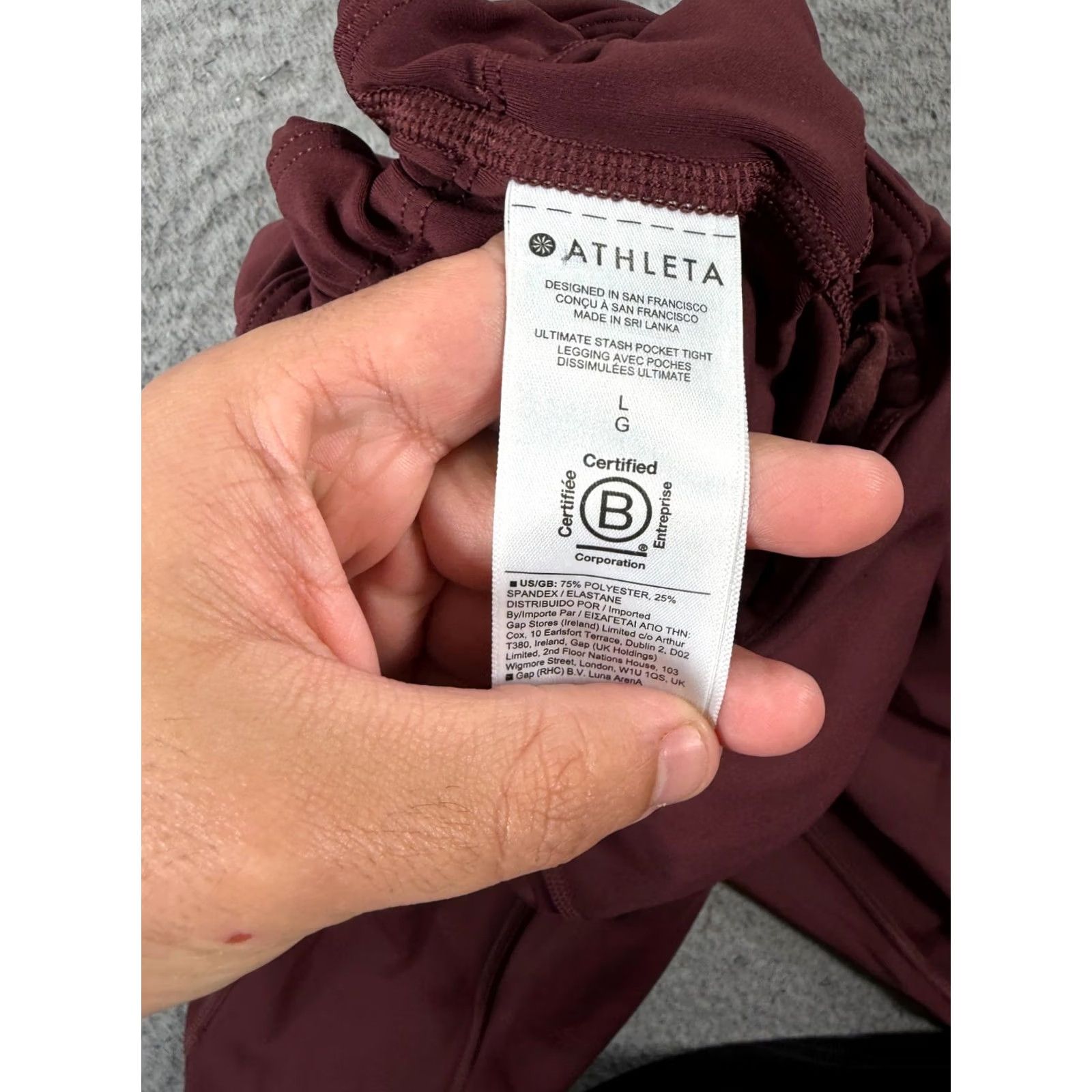 Athleta Athleta Ultimate Leggings Women Large Maroon Stash Pocket Ankle Yoga Activewear Size 36" / US 14 / IT 50 - 4 Thumbnail