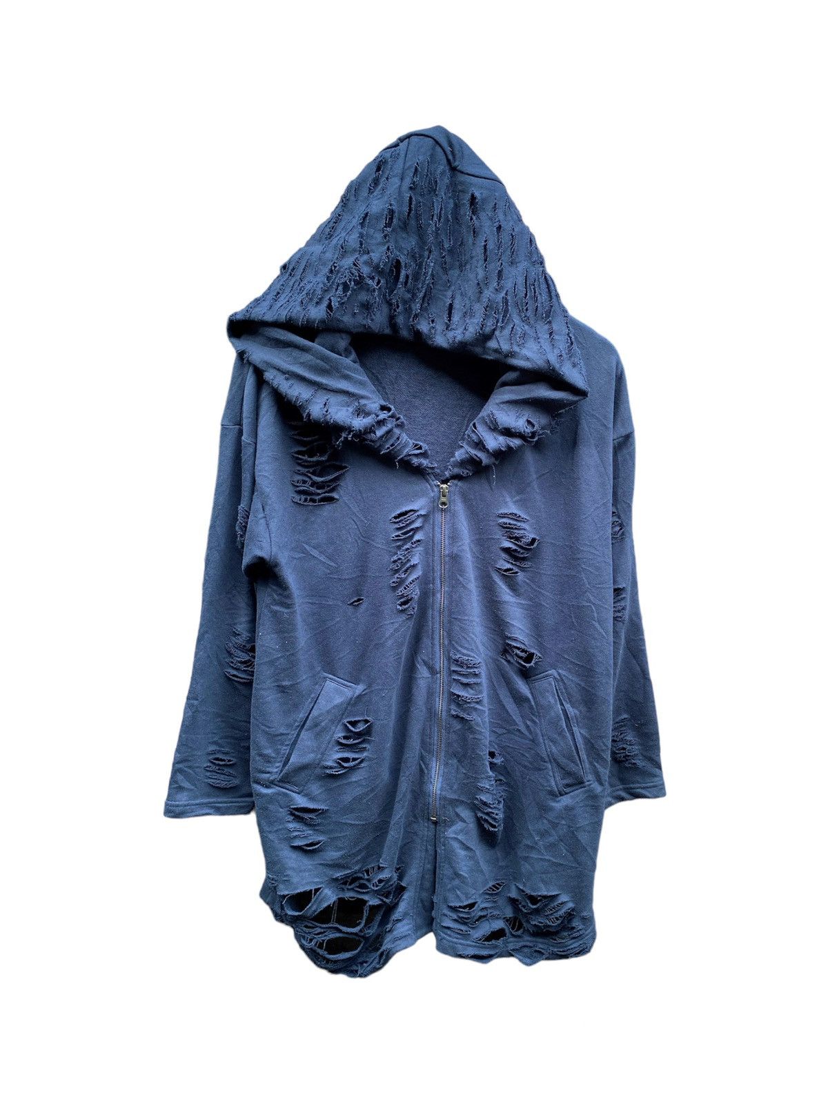 image of If Six Was Nine x Le Grande Bleu L G B Distressed Hoodie Zipper Jacket in Navy (Size Medium)