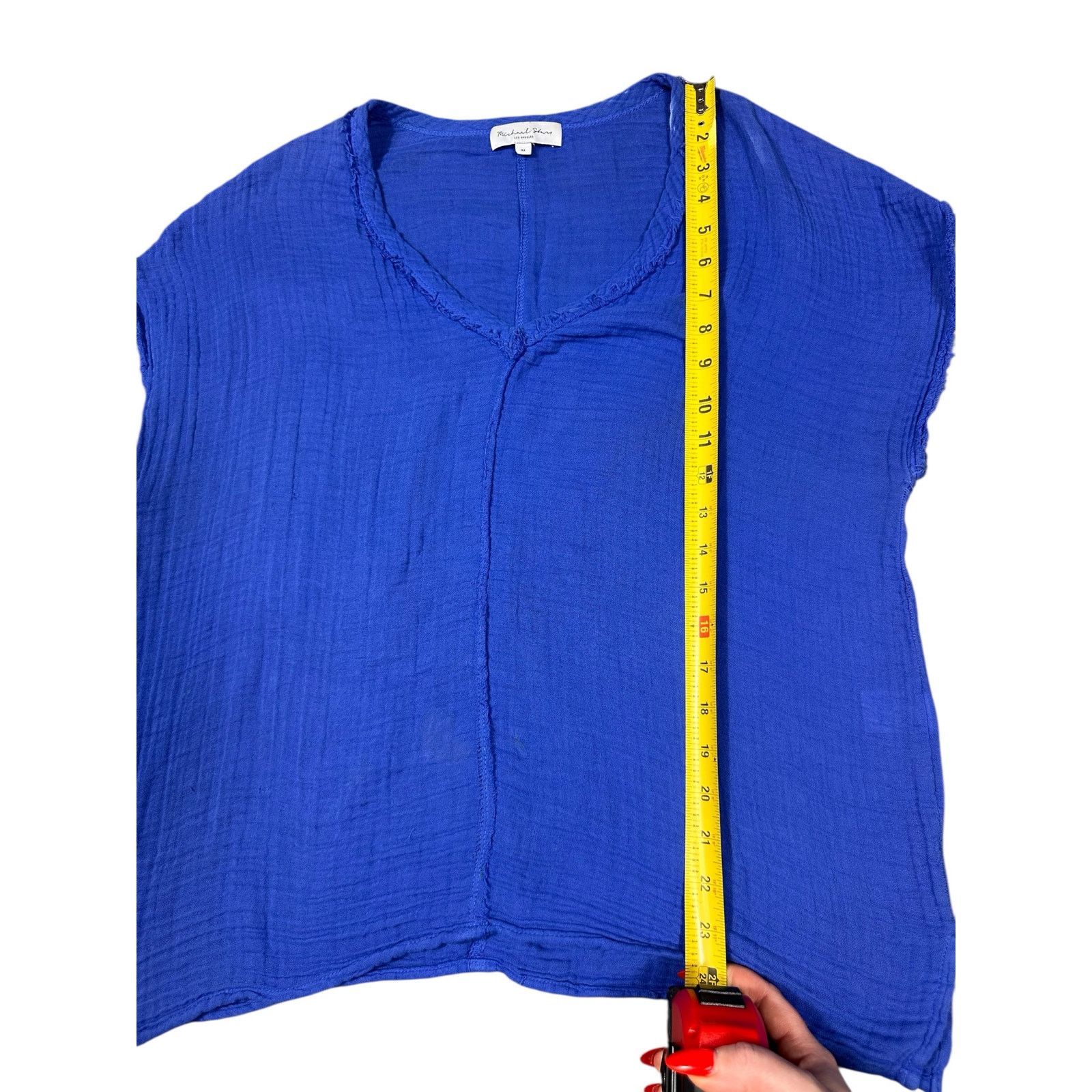 Michael Stars Michael Stars Blue Gauze Cotton V-Neck Top Size M Size M / US 6-8 / IT 42-44 - 3 Thumbnail