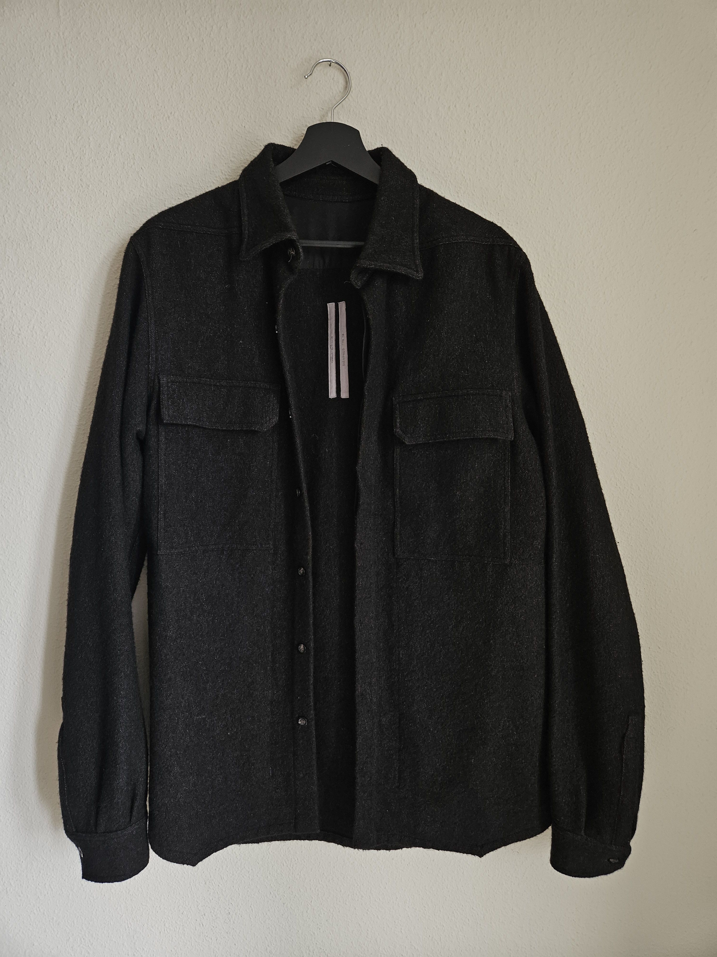 image of Rick Owens Mainline Berber Wool Overshirt in Brown Black, Men's (Size Medium)