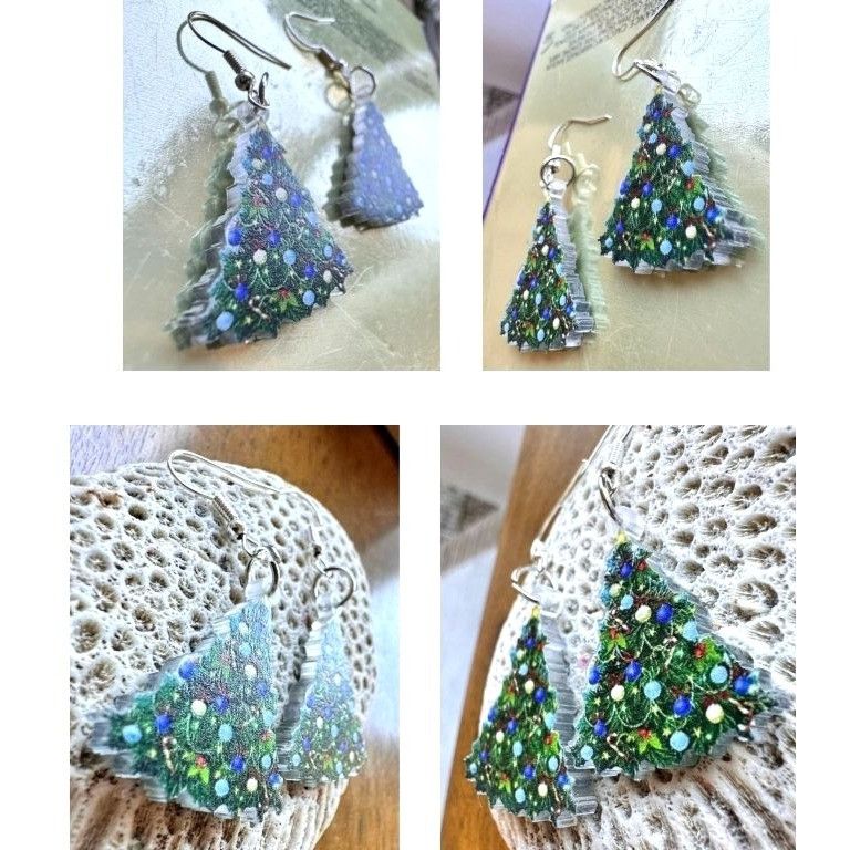 Handmade Blue Christmas Tree Earrings New Ornaments Graceland Elvis M Size ONE SIZE - 12 Thumbnail