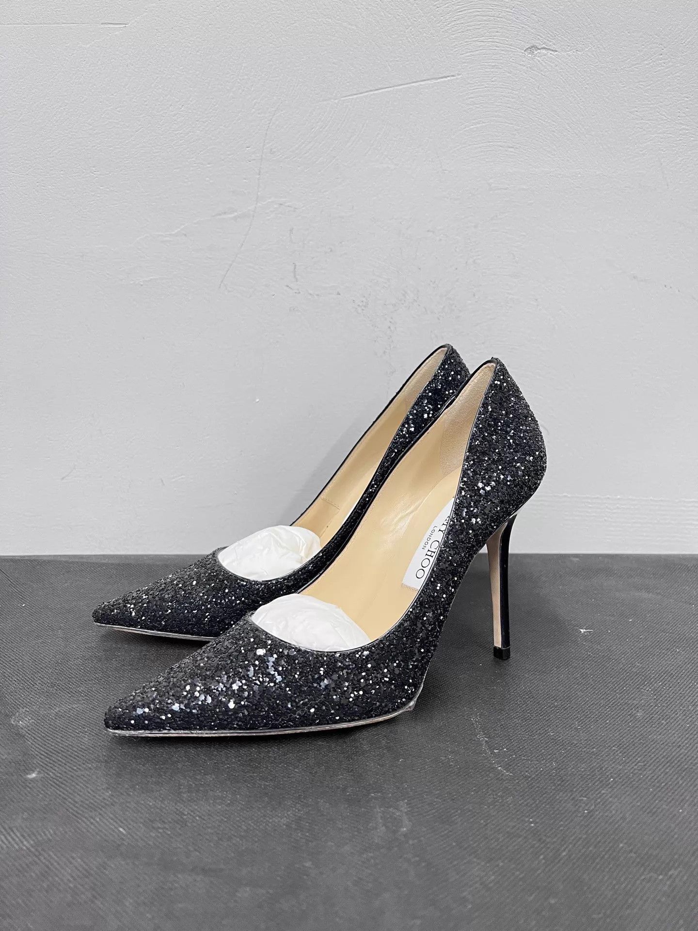 Jimmy Choo Jimmy Choo Black Sequined Stiletto Heels 38 NIB Size US 7.5 / IT 37.5 - 1 Thumbnail