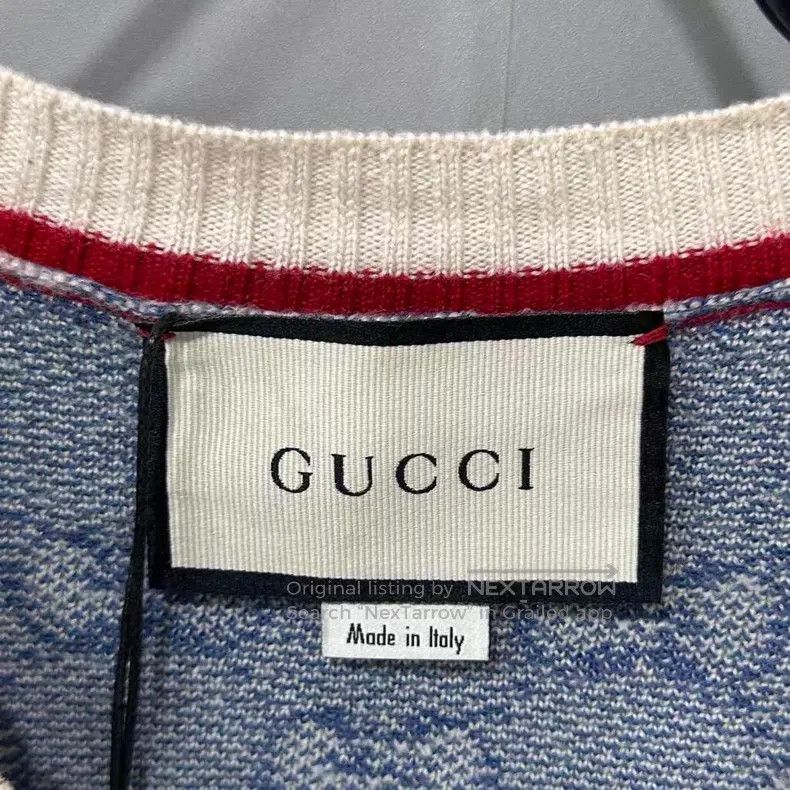 Gucci Gucci Blue full-print logo gold buckle cardigan coat Size S / US 4 / IT 40 - 5 Thumbnail