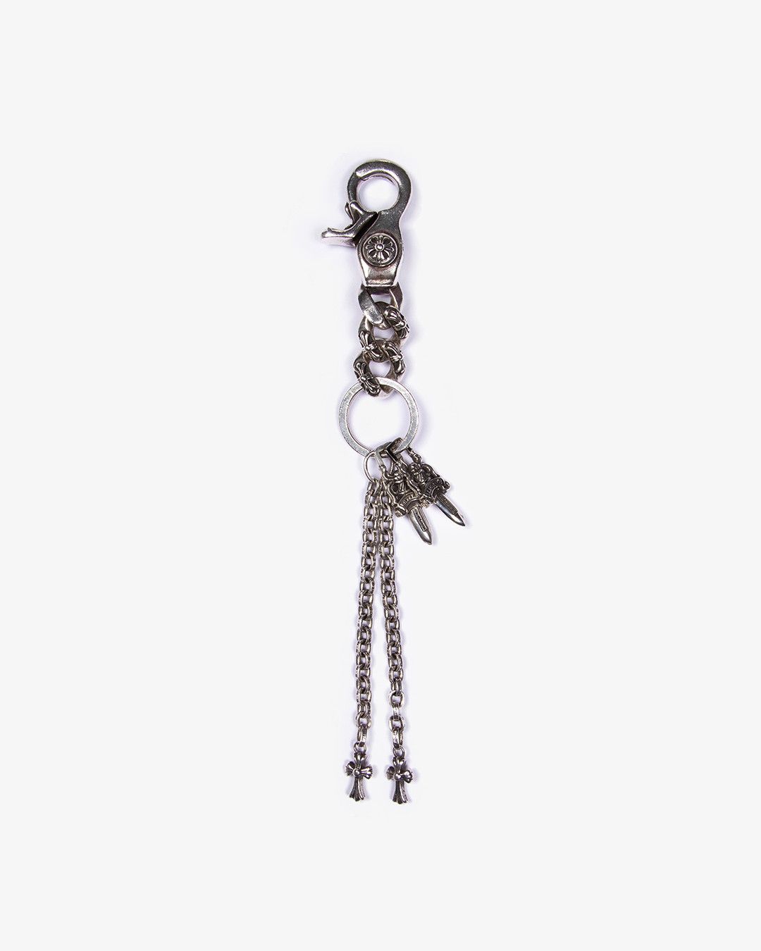 Pre-owned Chrome Hearts Extra Fancy Keychain With Charms In Silver