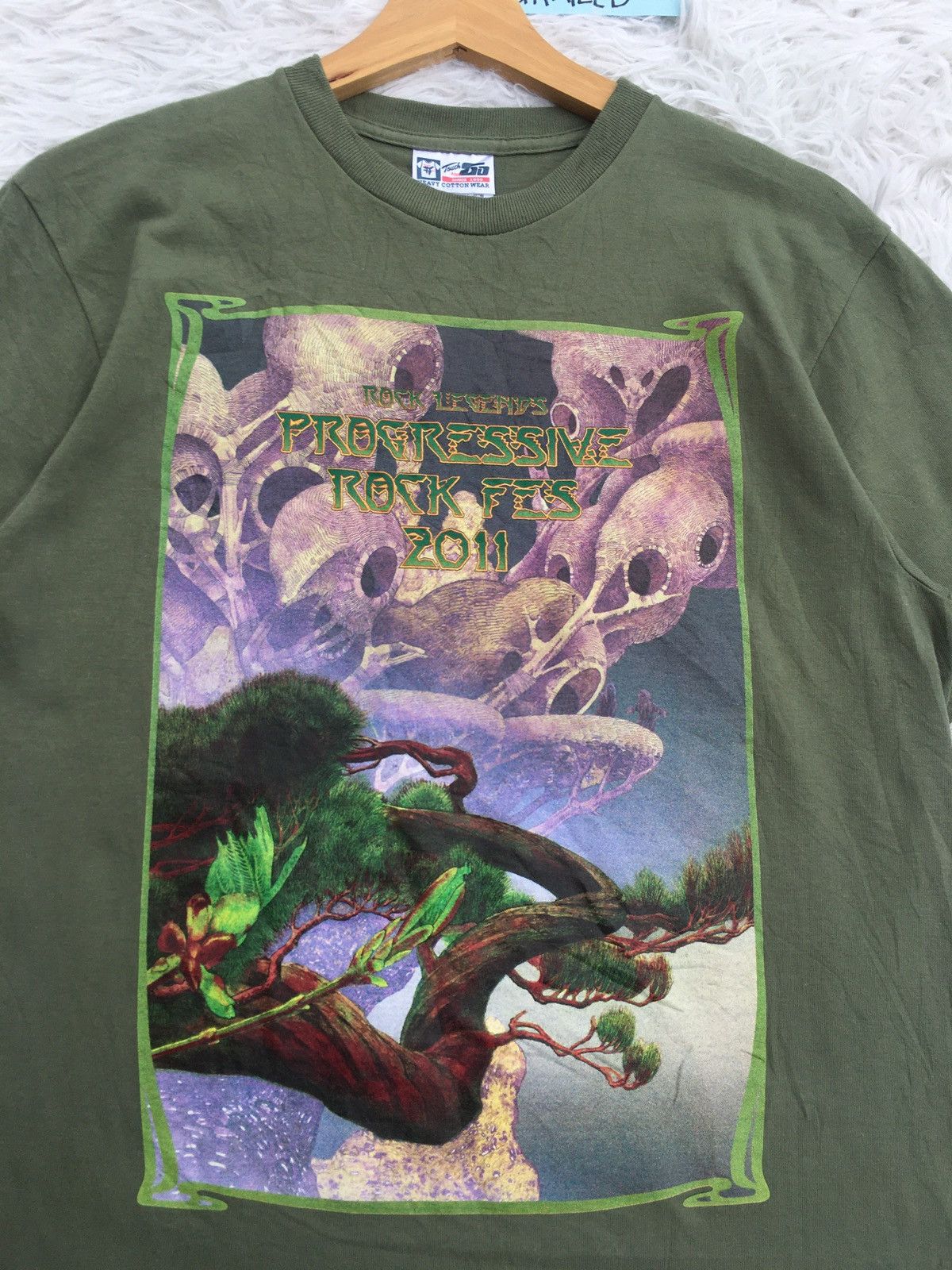 image of Art x Rock T Shirt Vintage Progressive Rock Festival 2011 Tokyo Tshirt in Green, Men's (Size Medium