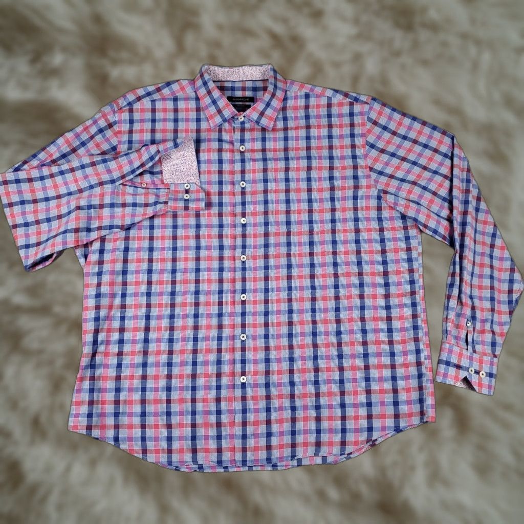 BUGATCHI Bugatchi Uomo Shirt Mens 2XL Blue Plaid Button Up Long Sleeve Classic Fit Casual Business Formal Workwear Mens Size US XXL / EU 58 / 5 - 1 Thumbnail