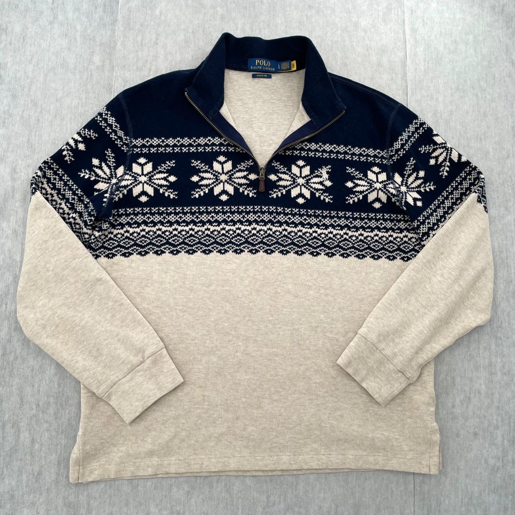 Polo Ralph Lauren Polo Ralph Lauren Sweater Adult Large 1/4 Zip Snowflake Knit Estate Rib Nordic L Size US L / EU 52-54 / 3 - 2 Thumbnail