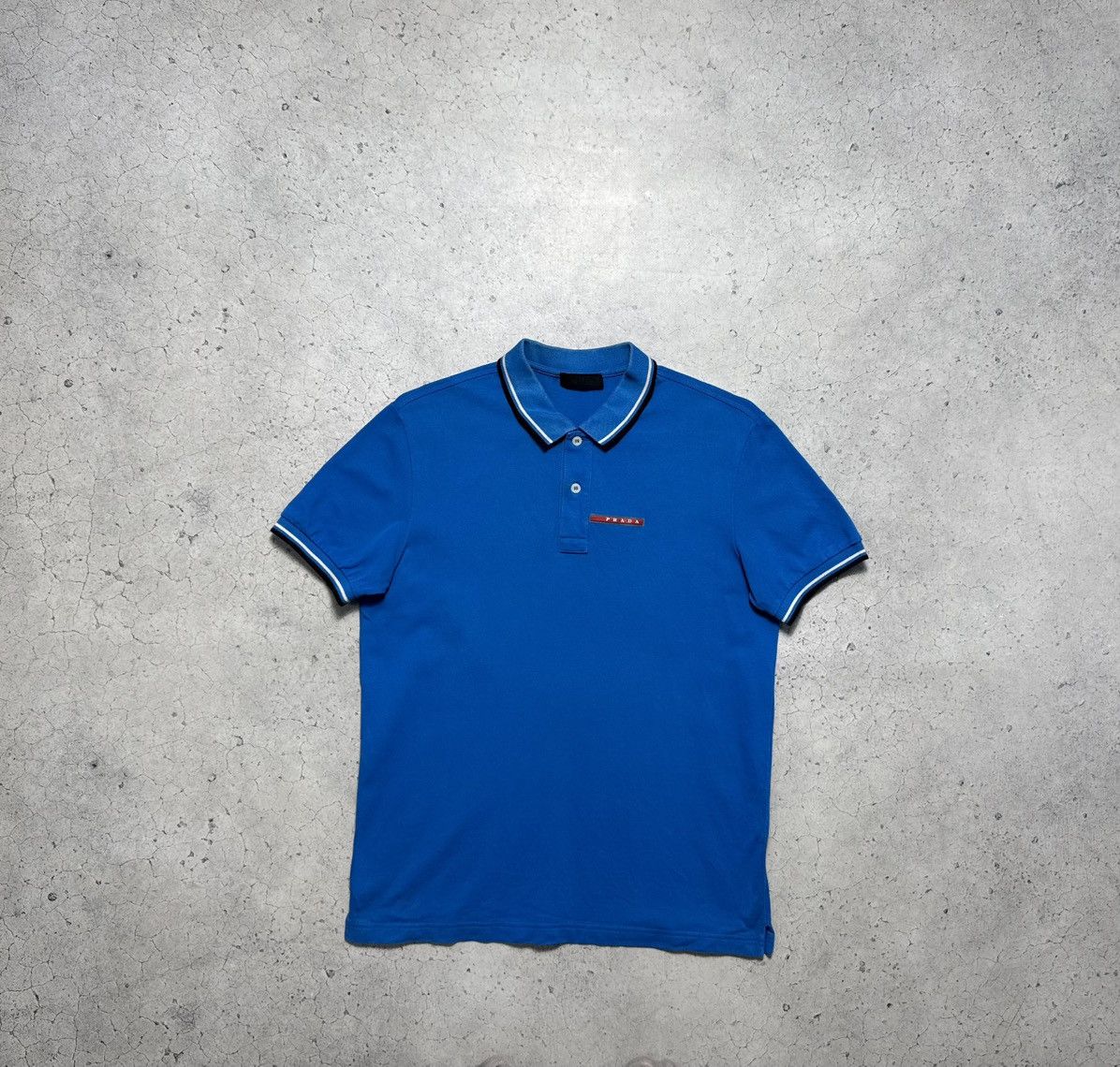 Prada Prada Red Tab Blue Luxury Polo Shirt Vintage Size US S / EU 44-46 / 1 - 1 Thumbnail