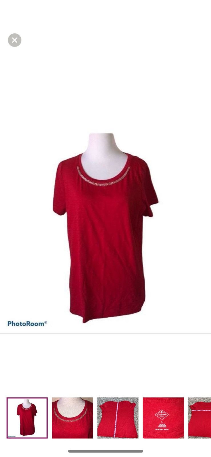 St. Johns Bay St. John’s bay large red beaded tee Size L / US 10 / IT 46 - 1 Thumbnail