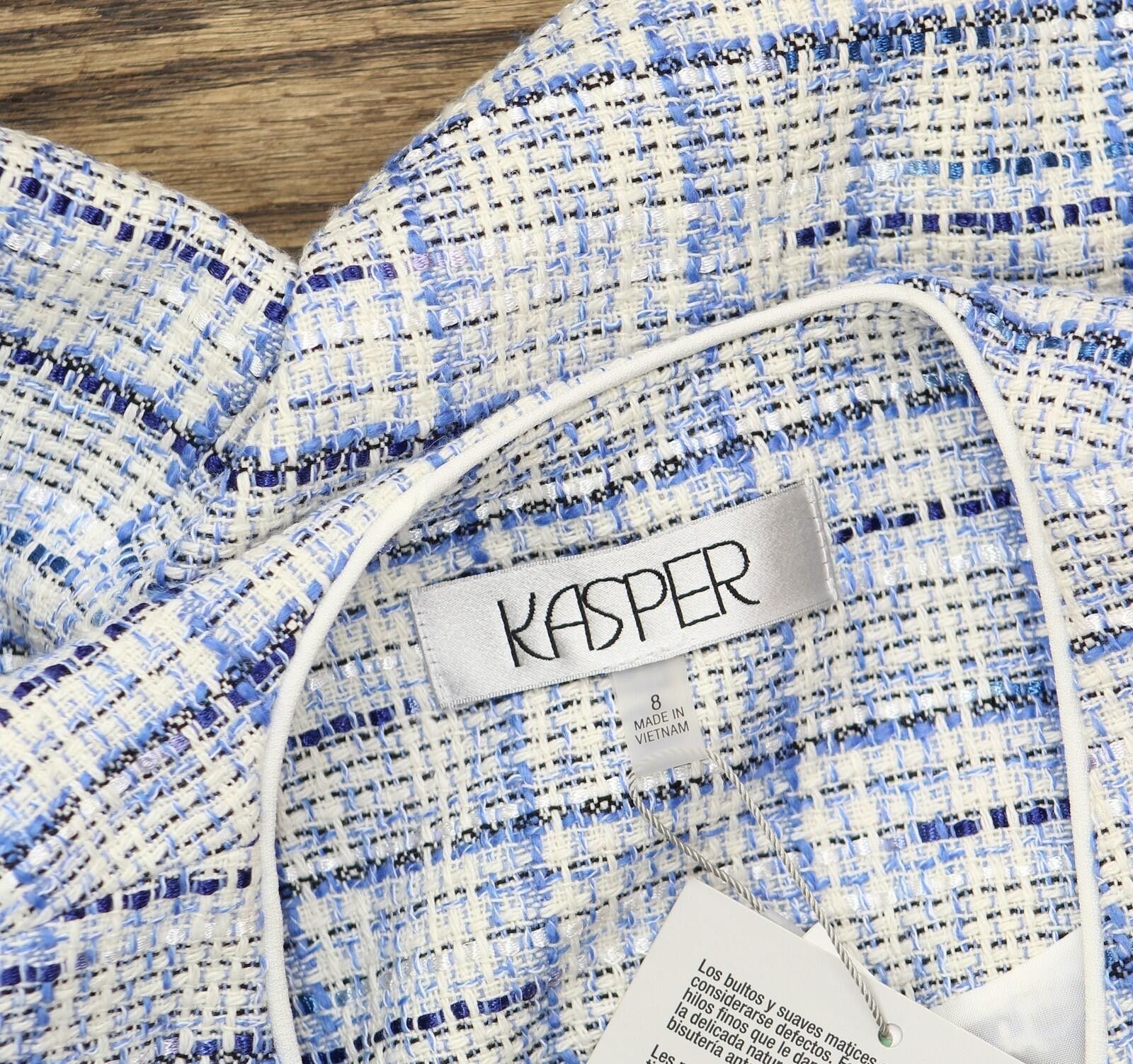 Other Nwt Kasper Tweed Blazer Jacket California Sky Blue Multi 8 Size M / US 6-8 / IT 42-44 - 4 Thumbnail