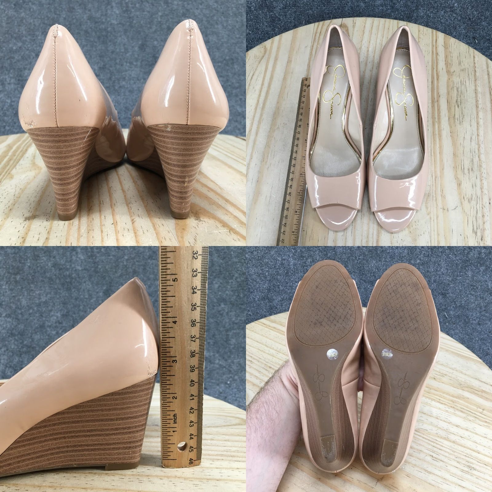 Jessica Simpson Jessica Simpson Heels Womens 8.5 Pump Tan Slip On Peep Toe Casual Comfort Wedge Pump Size US 9 / IT 39 - 9 Thumbnail