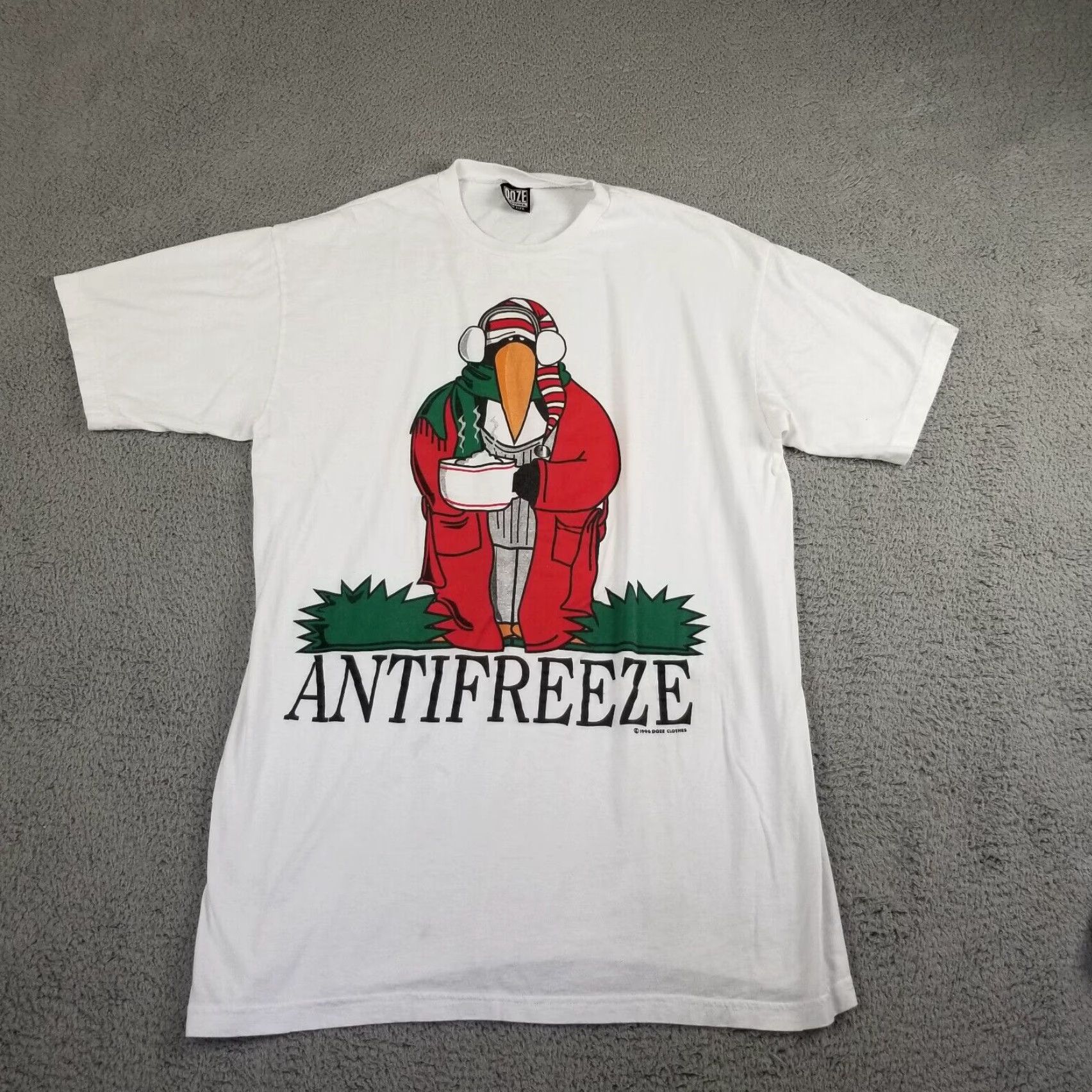 Vintage VINTAGE Penguin T Shirt Men LT 90s Antifreeze Funny 1996 Big Print Sleep Doze White Adult Large Tall Graphic Tee Mens Size US L / EU 52-54 / 3 - 6 Thumbnail
