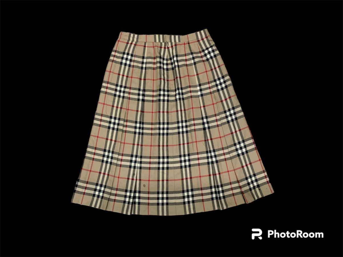 image of 90's Burberrys Nova-Check Wool Midi Skirt in Brown, Women's (Size 27)