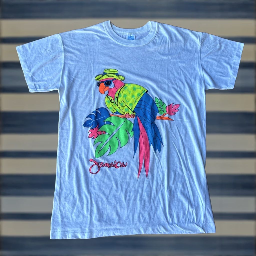 Vintage VINTAGE 80s Jamaica Parrot Nature Art T-Shirt XL White Sun Island 50/50 Cotton Graphic Print Crew Neck Short Sleeve Men Regular Size US XL / EU 56 / 4 - 1 Thumbnail